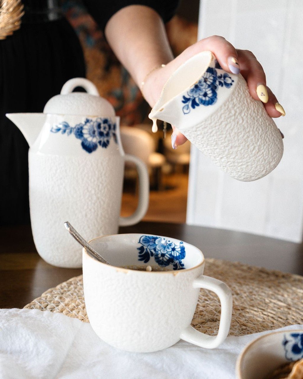 Heinen Delfts Blauw Blauw Bloesem melkkan - Kavel 84