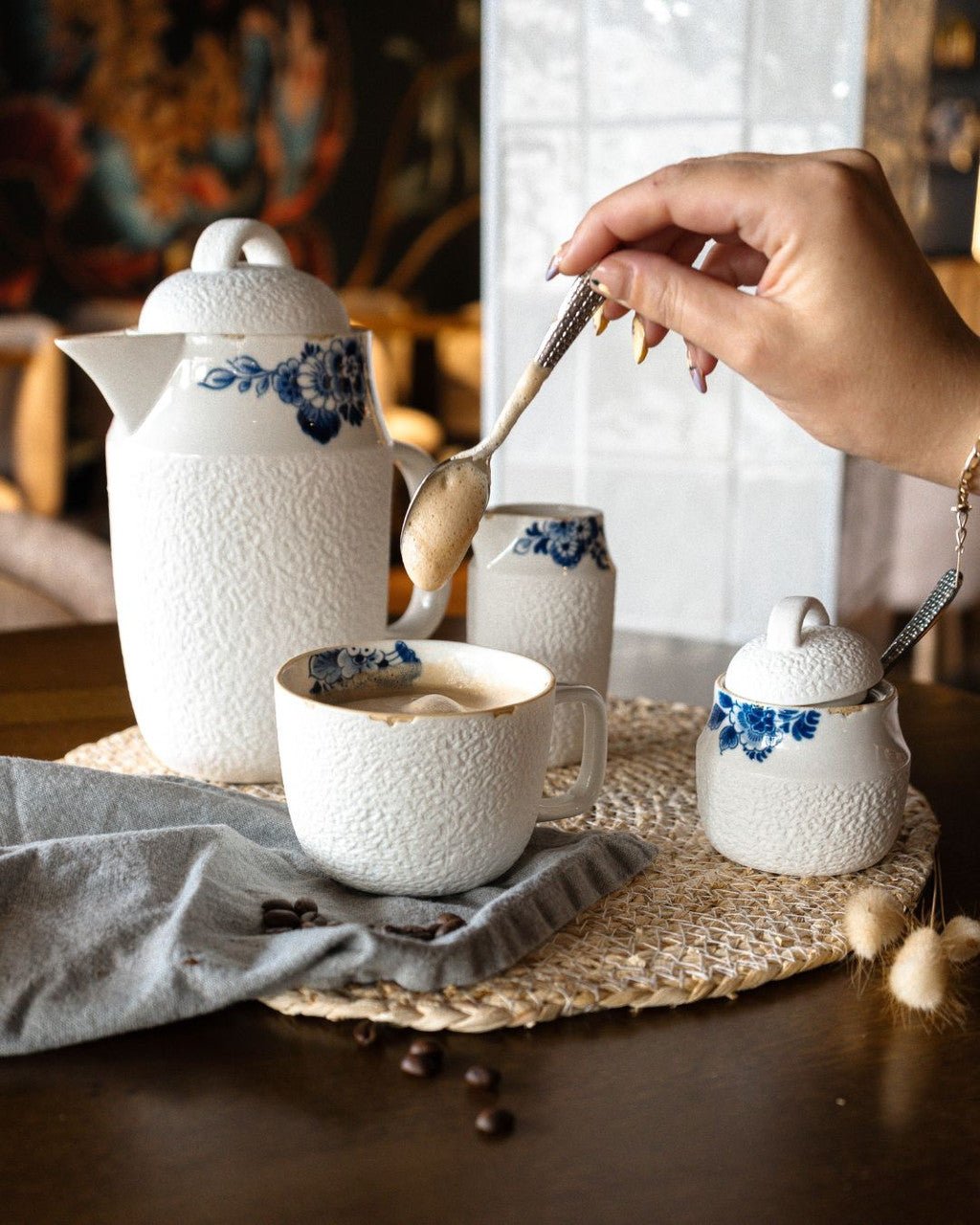 Heinen Delfts Blauw Blauw Bloesem mok met oor - Kavel 84