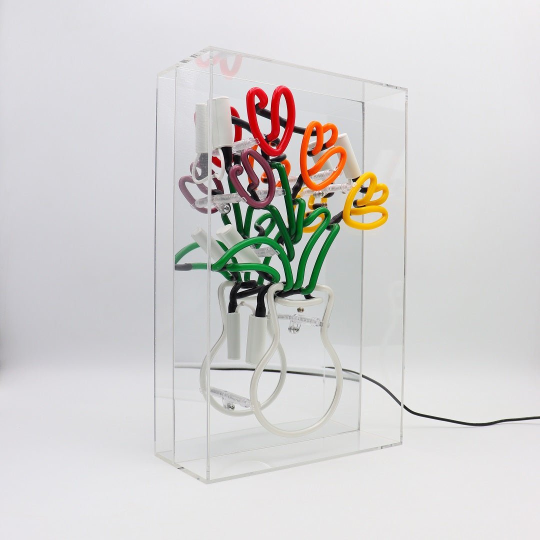 Glazen Neon Sign Vase of Tulips - Kavel 84