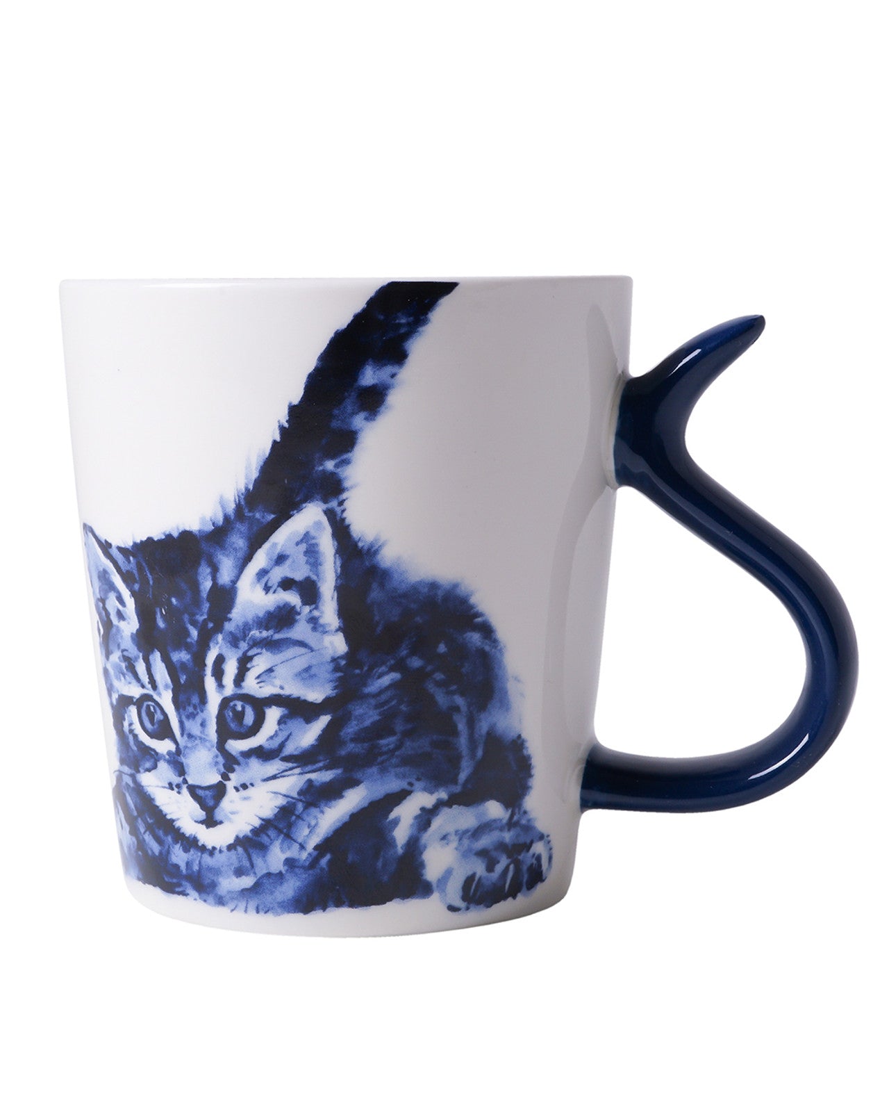 Heinen Delfts Blauw Mok Kattenstaart - Speels - Kavel 84