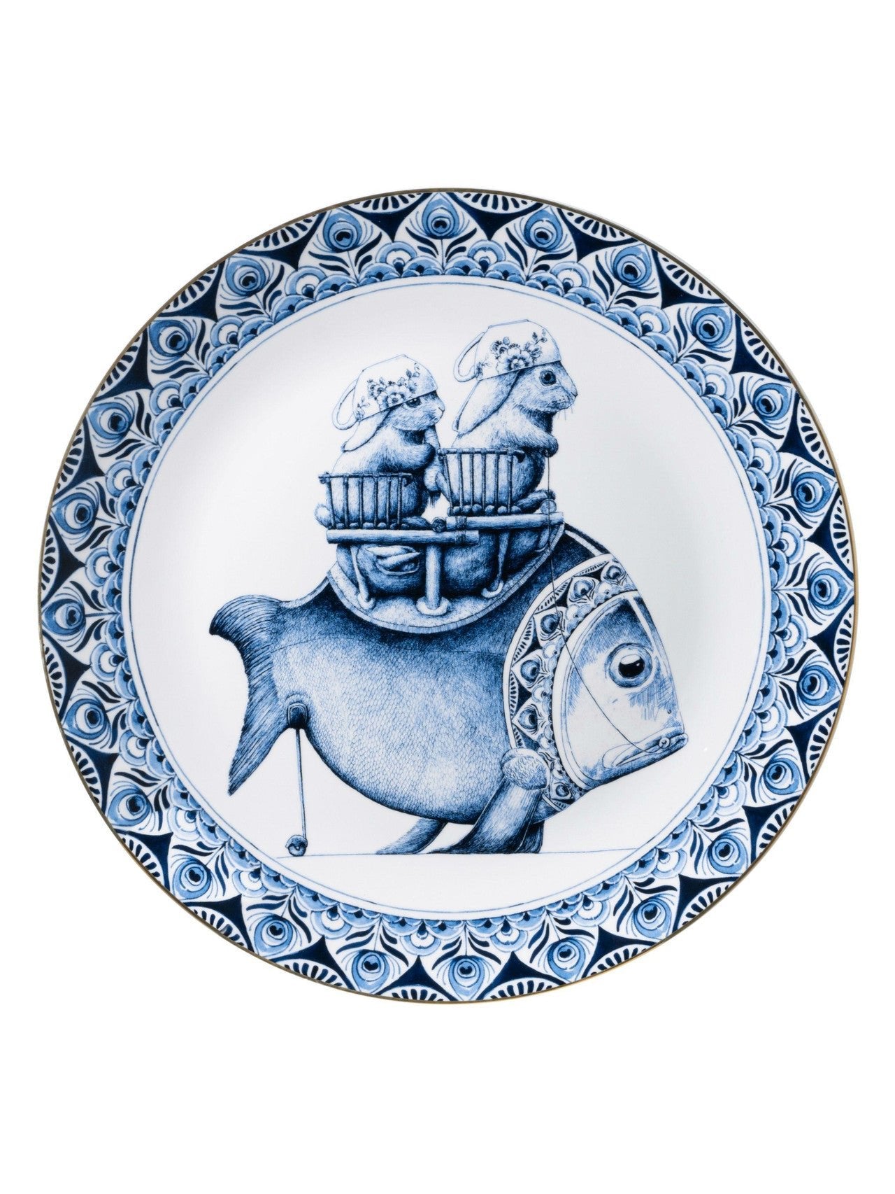Heinen Delfts Blauw wandbord Redmer Hoekstra - Vis - Kavel 84