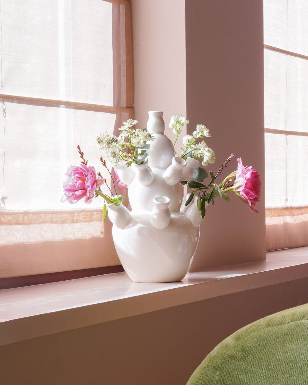 Heinen Delfts Blauw Tulpenvaas 3 - laagse knobbelvaas - Kavel 84