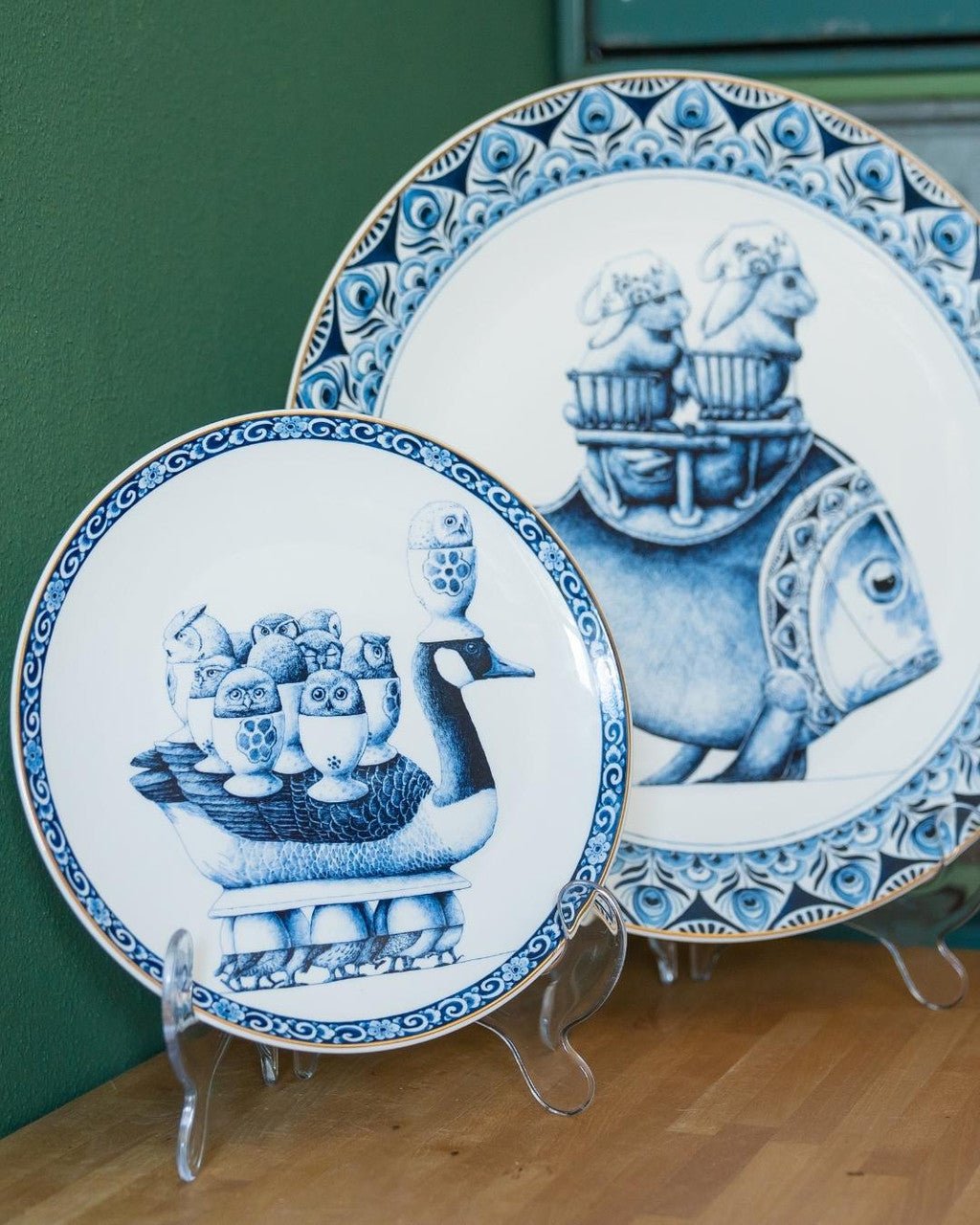 Heinen Delfts Blauw wandbord Redmer Hoekstra - Eend - Kavel 84