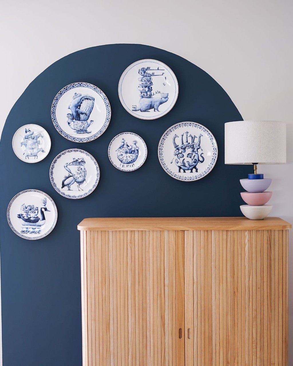 Heinen Delfts Blauw wandbord Redmer Hoekstra - Pelikaan - Kavel 84