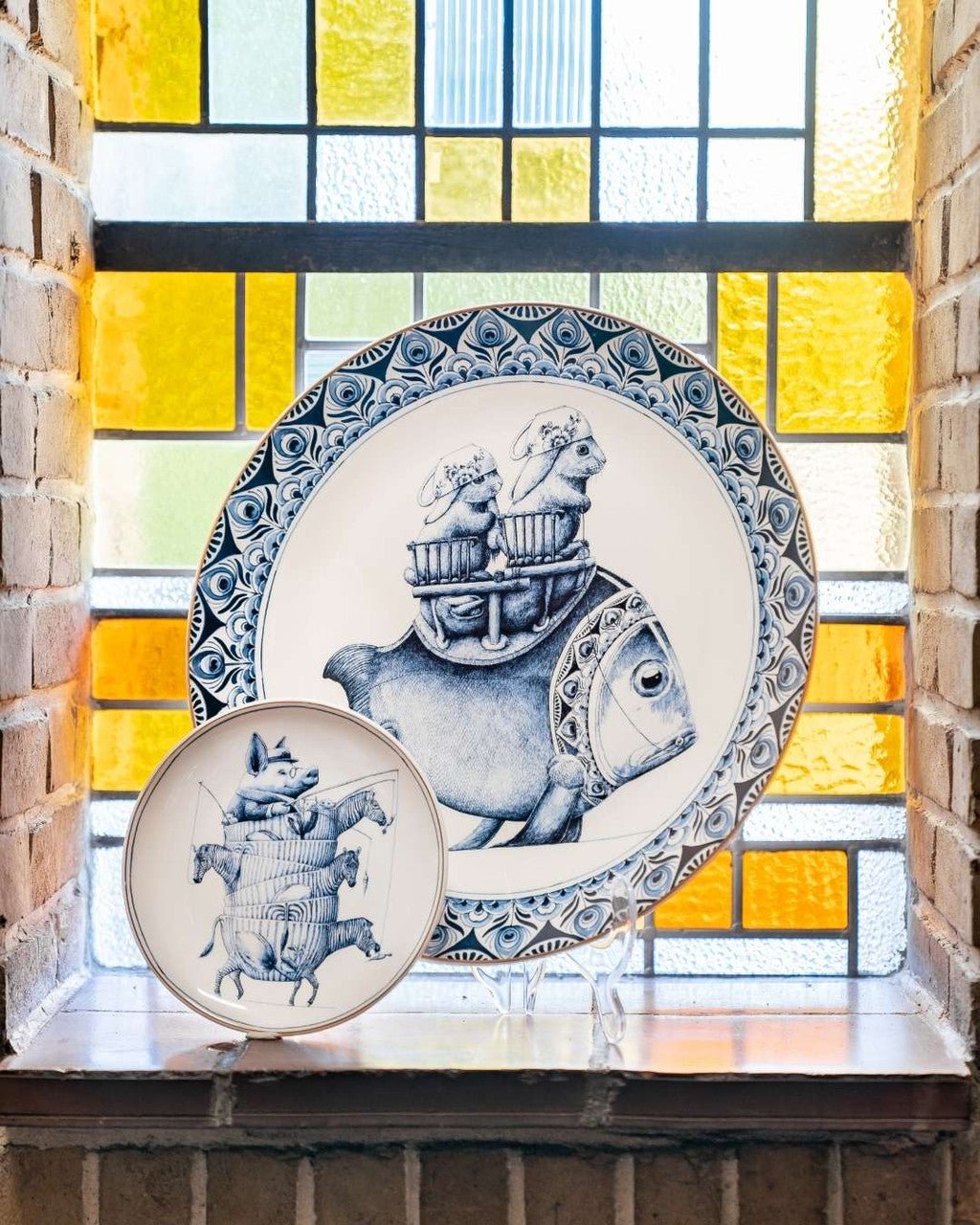 Heinen Delfts Blauw wandbord Redmer Hoekstra - Vis - Kavel 84