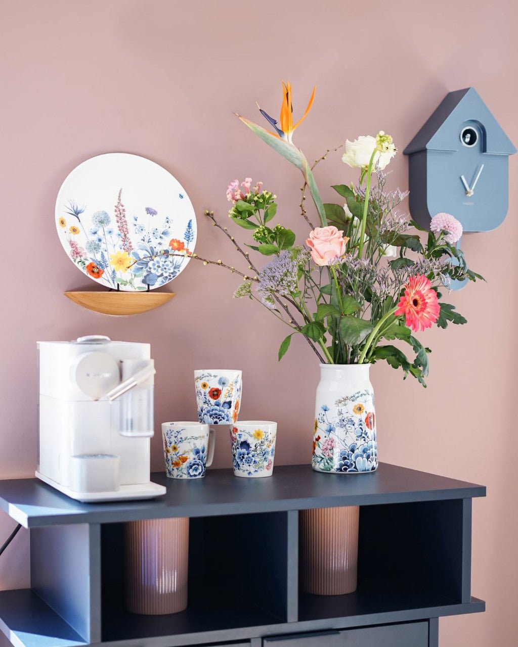 Heinen Delfts Blauw Melkbus Vaas Wildbloemen - Kavel 84