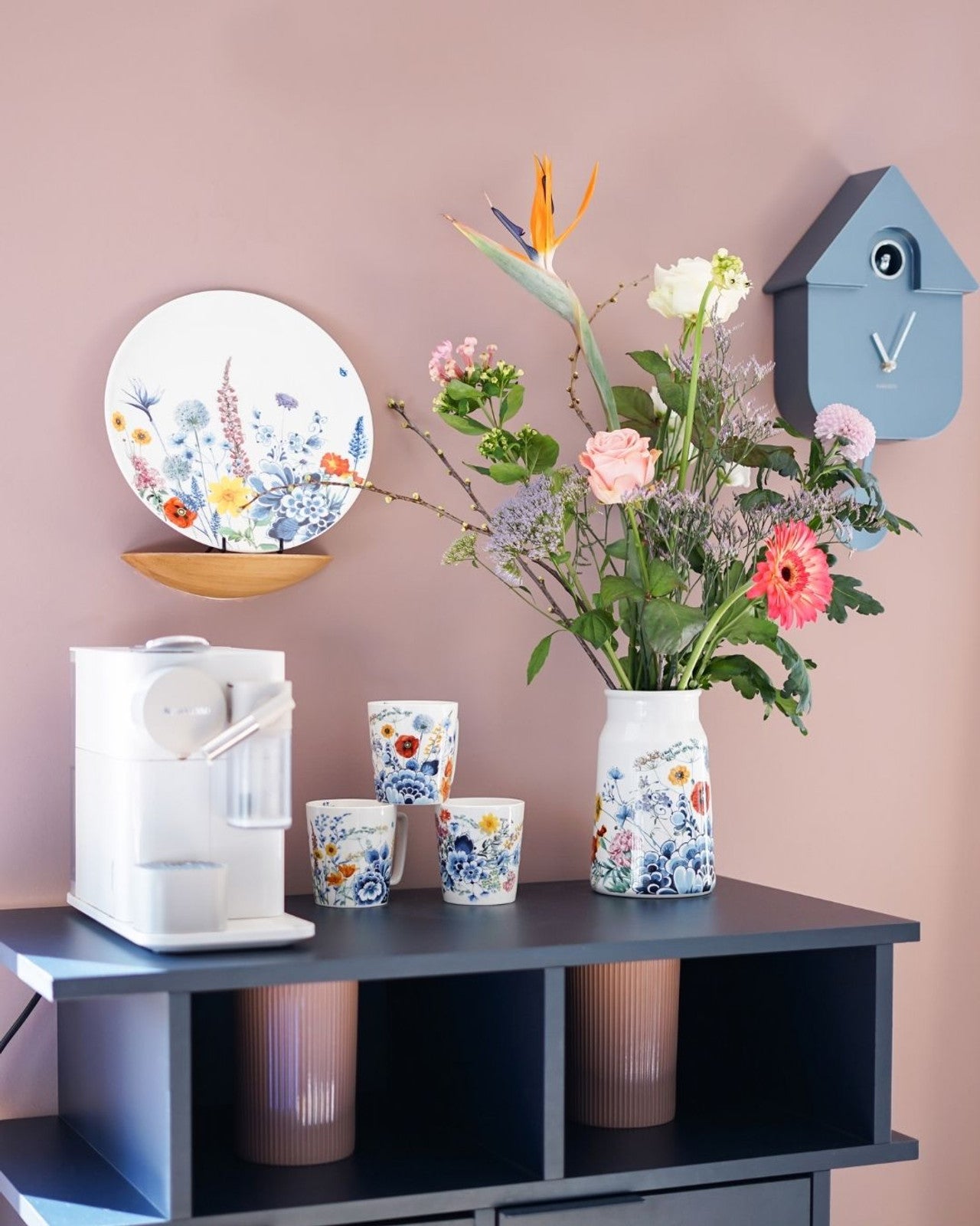 Heinen Delfts Blauw theemok Wildbloemen - Kavel 84