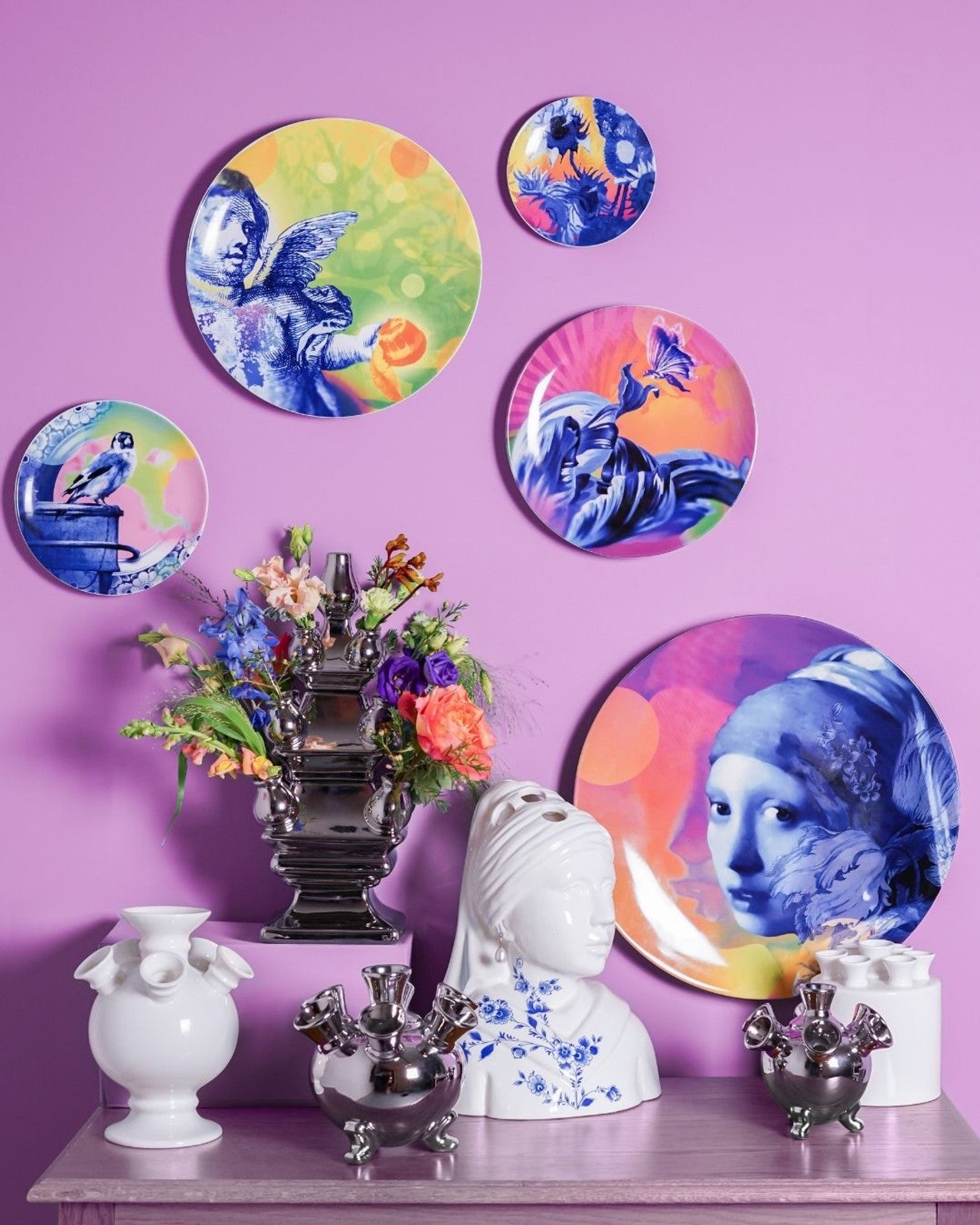 Heinen Delfts Blauw wandbord Color Pop - Het puttertje - Kavel 84