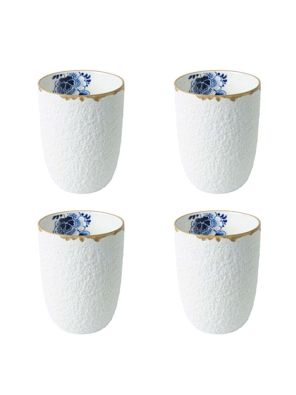 Heinen Delfts Blauw Blauw Bloesem Cappuccinomokken set van 4 - Kavel 84