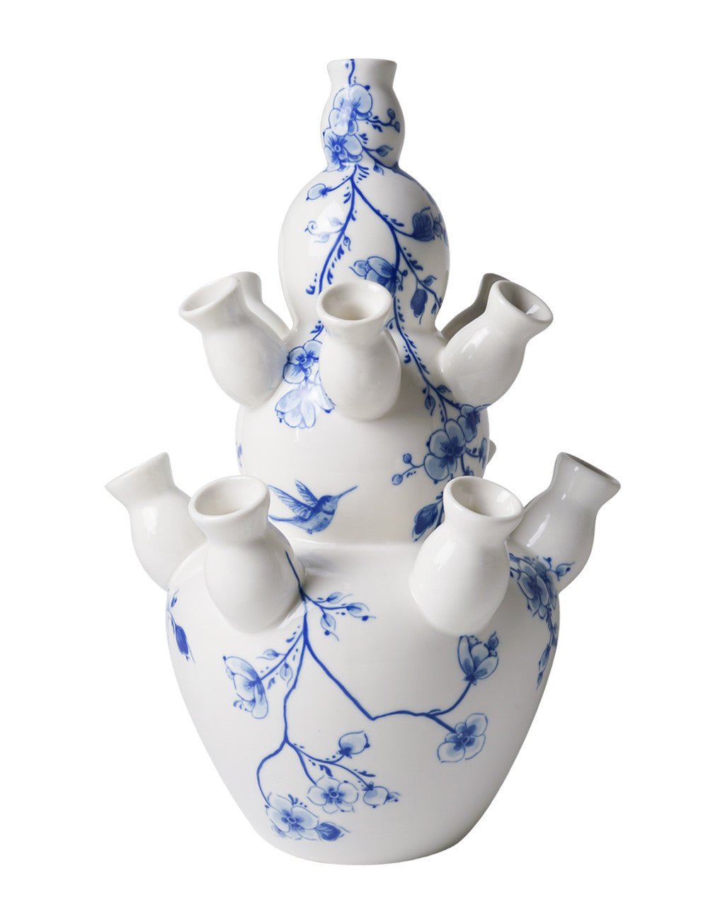 Heinen Delfts Blauw Tulpenvaas 3 - laagse knobbelvaas - Kavel 84