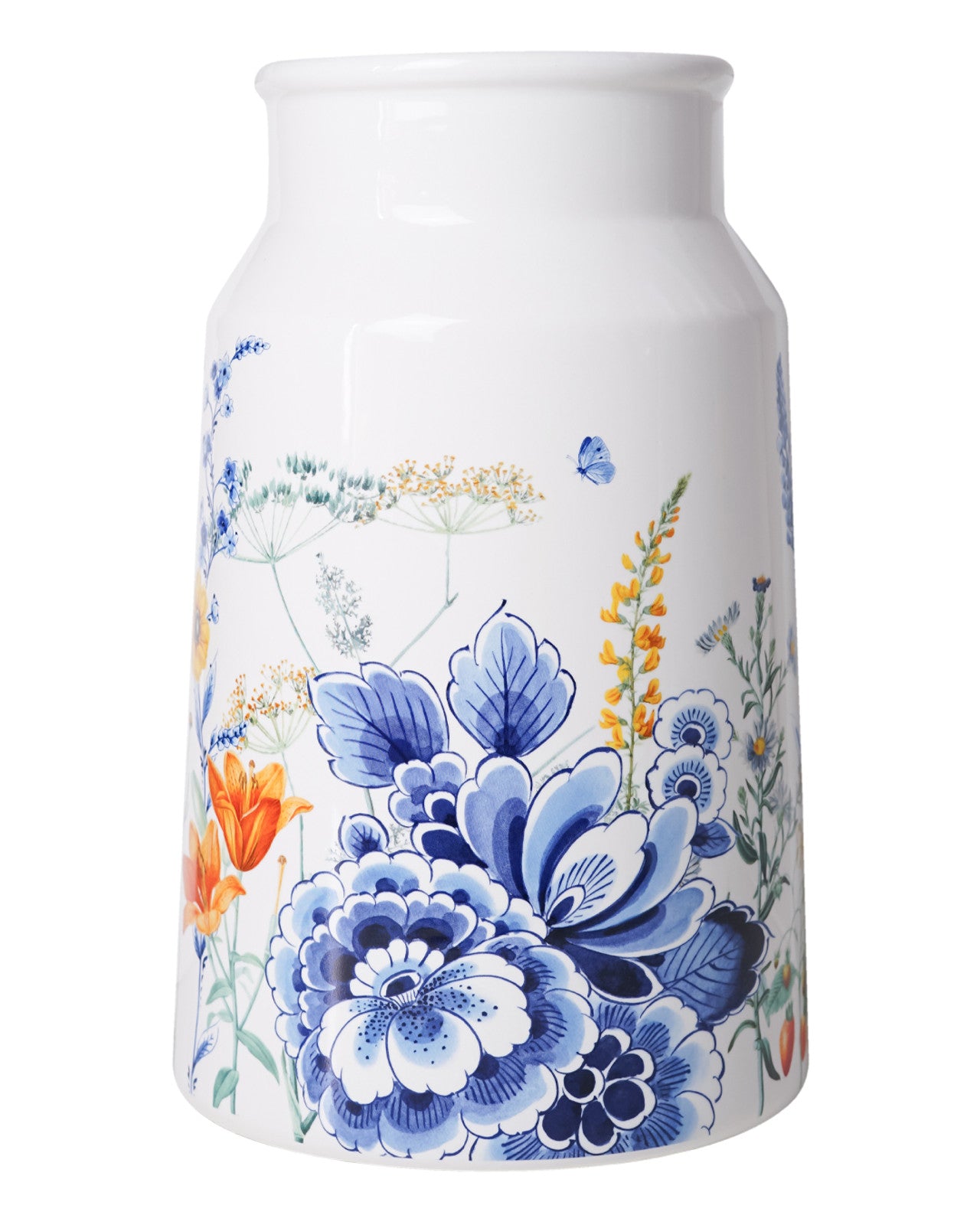 Heinen Delfts Blauw Melkbus Vaas Wildbloemen - Kavel 84