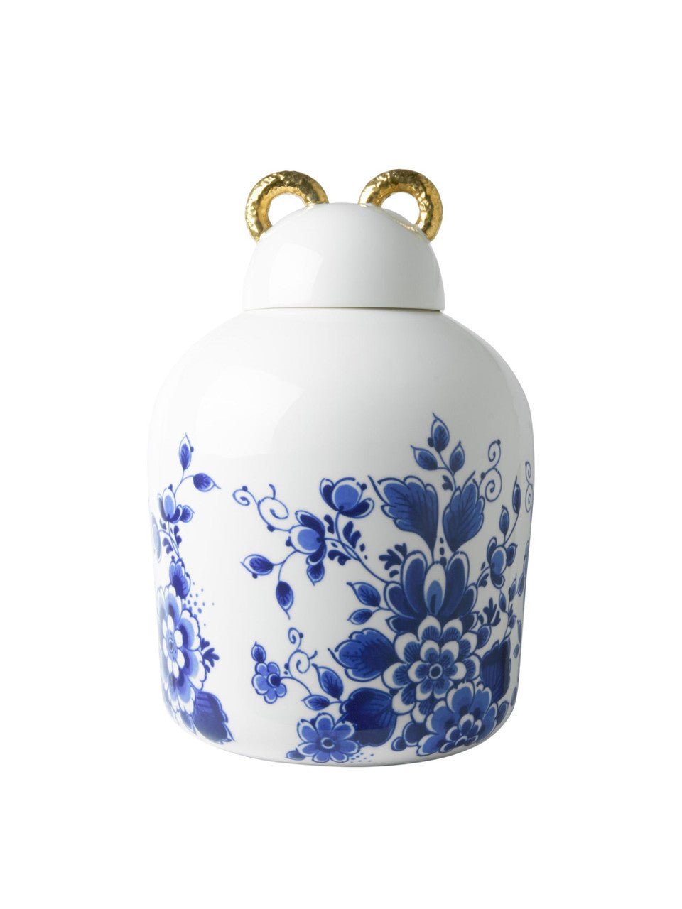 Heinen Delfts Blauw Goud Oortje dekselvaas - Kavel 84