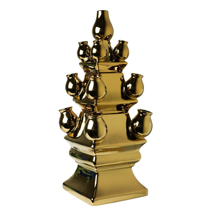 heinen delfts blauw tulpenvaas 3-delig xl goud