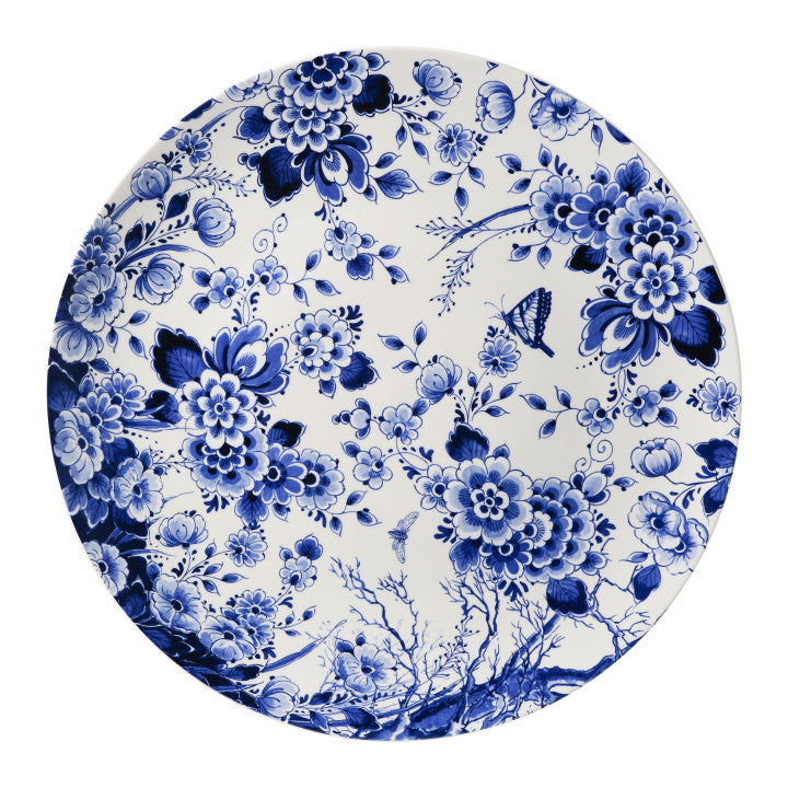 heinen delfts blauw wandbord bloementuin