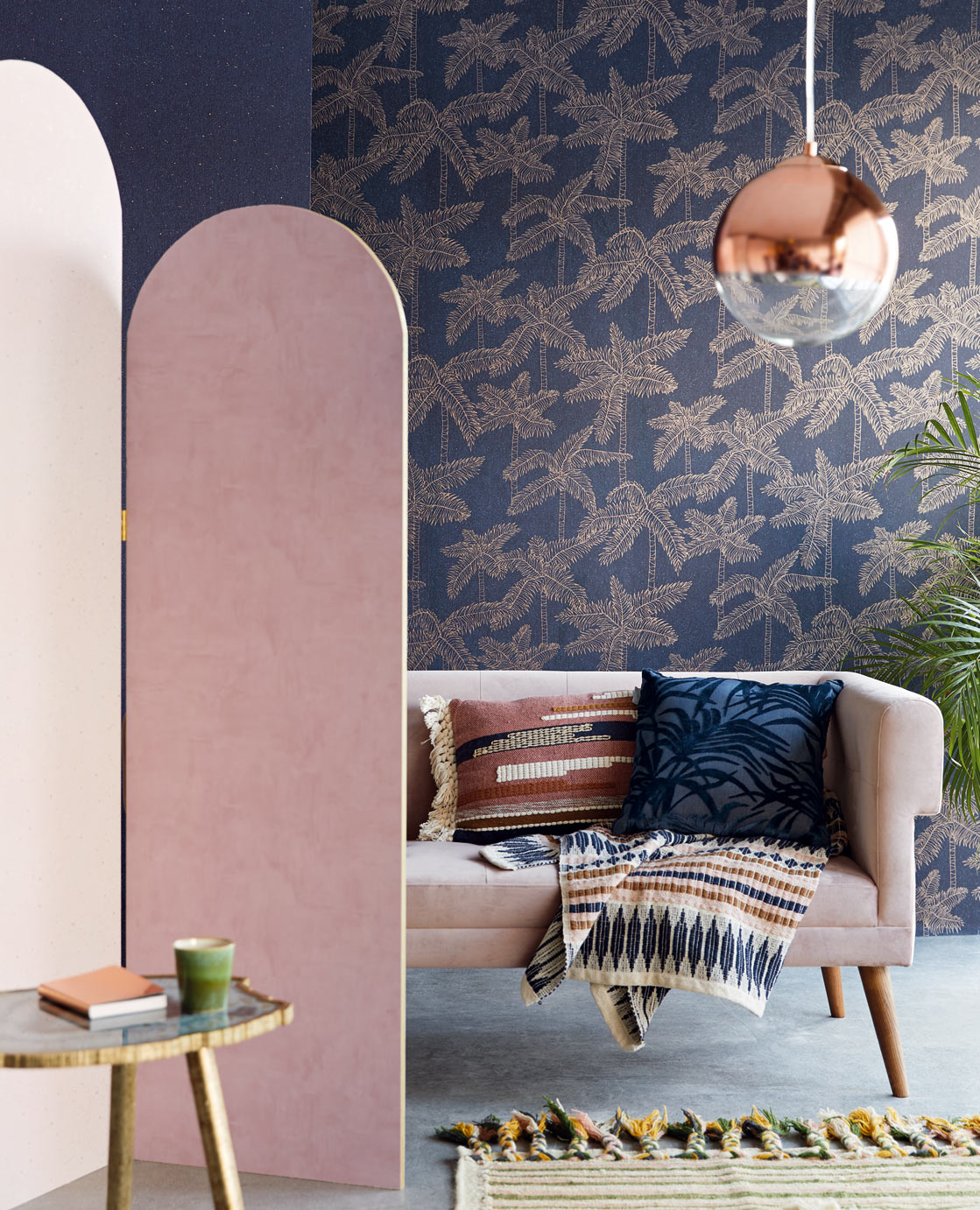 Eijffinger Vivid Palmboom Blauw