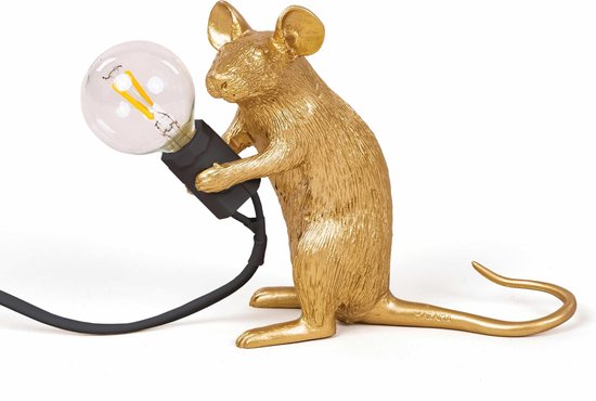 Seletti mouselamp zittend goud