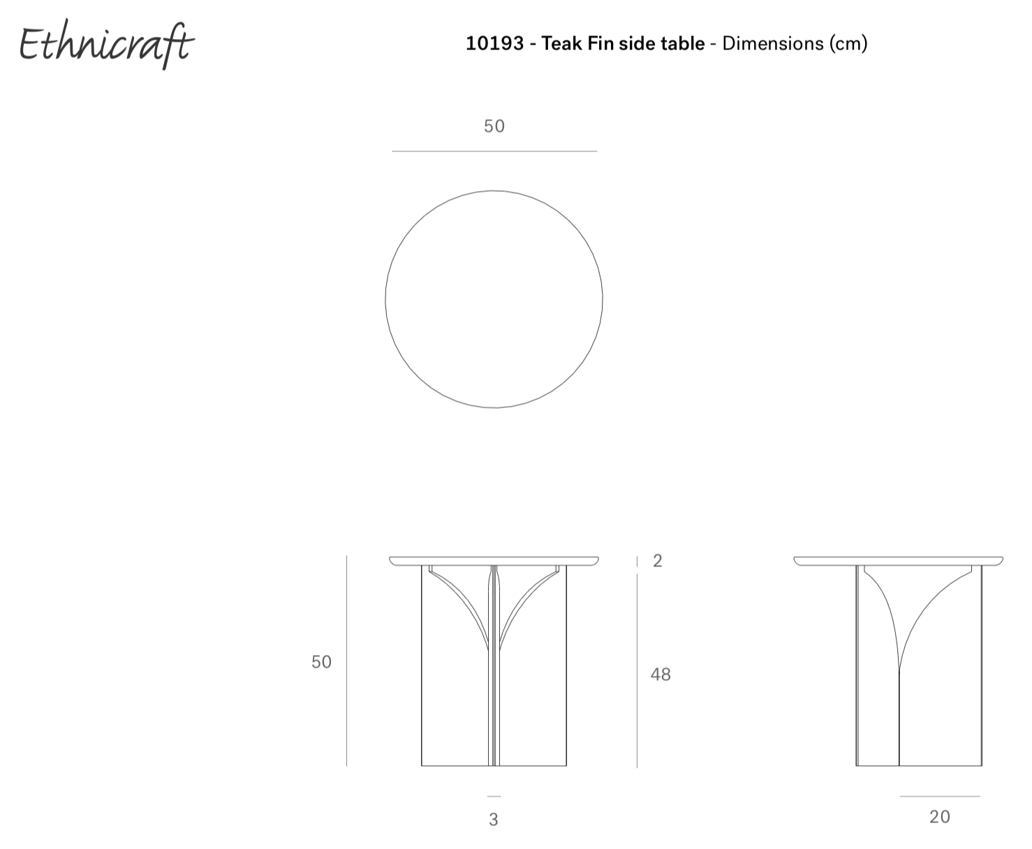 Ethnicraft Bijzettafel Fin zwart