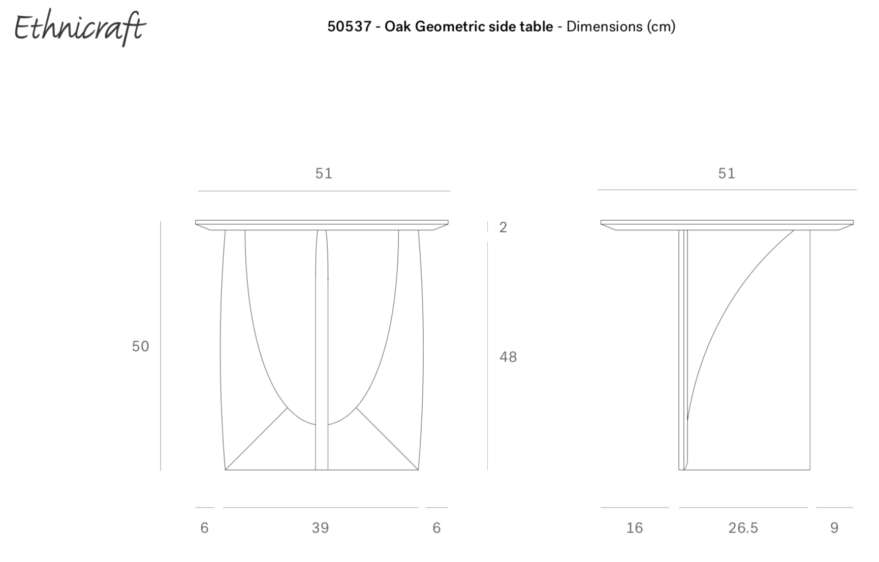 Ethnicraft Bijzettafel Geometric Naturel