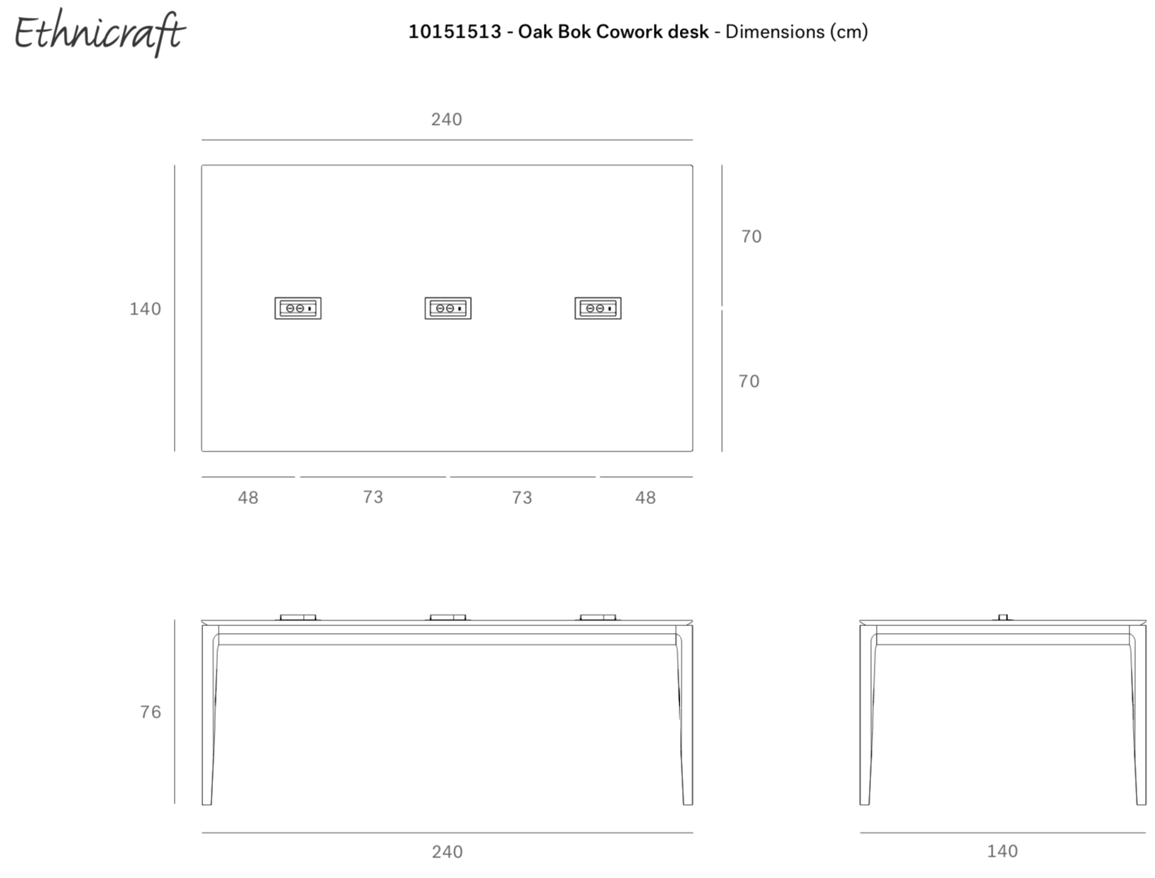 Ethnicraft Bureau Bok eikenhout