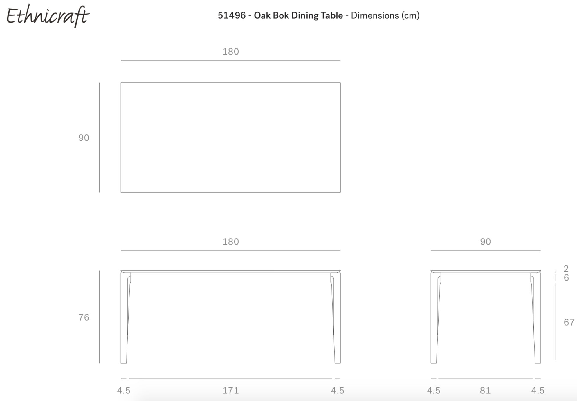 Ethnicraft Eettafel Bok Zwart