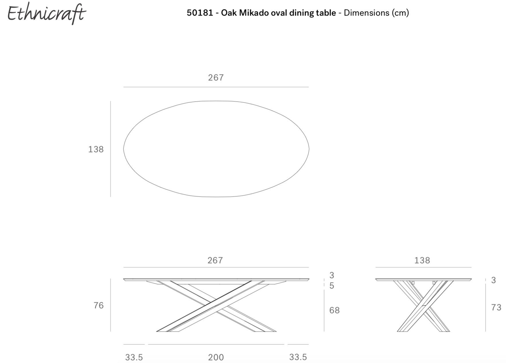 Ethnicraft Eettafel Mikado Ovaal