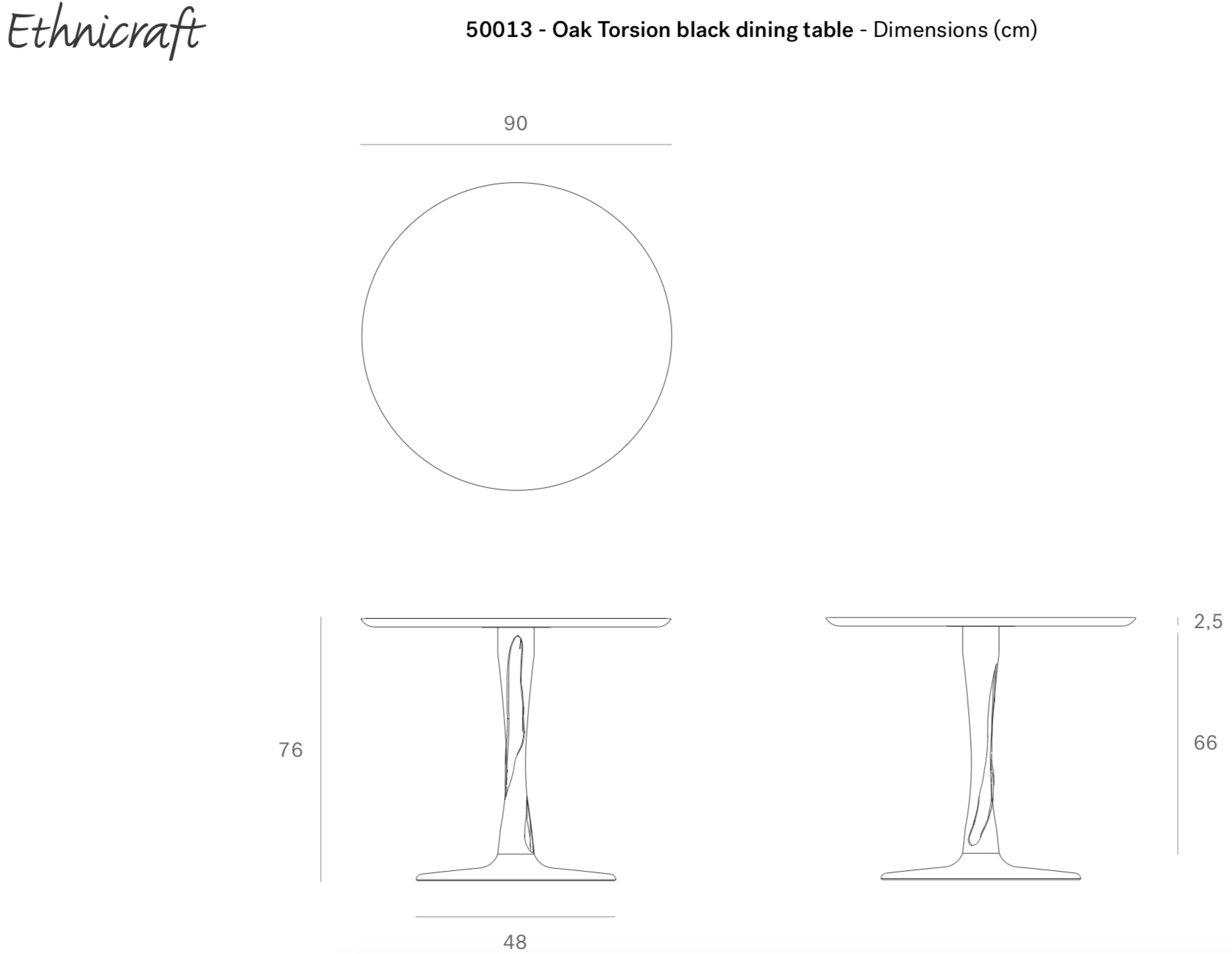 Ethnicraft Eettafel Torsion zwart