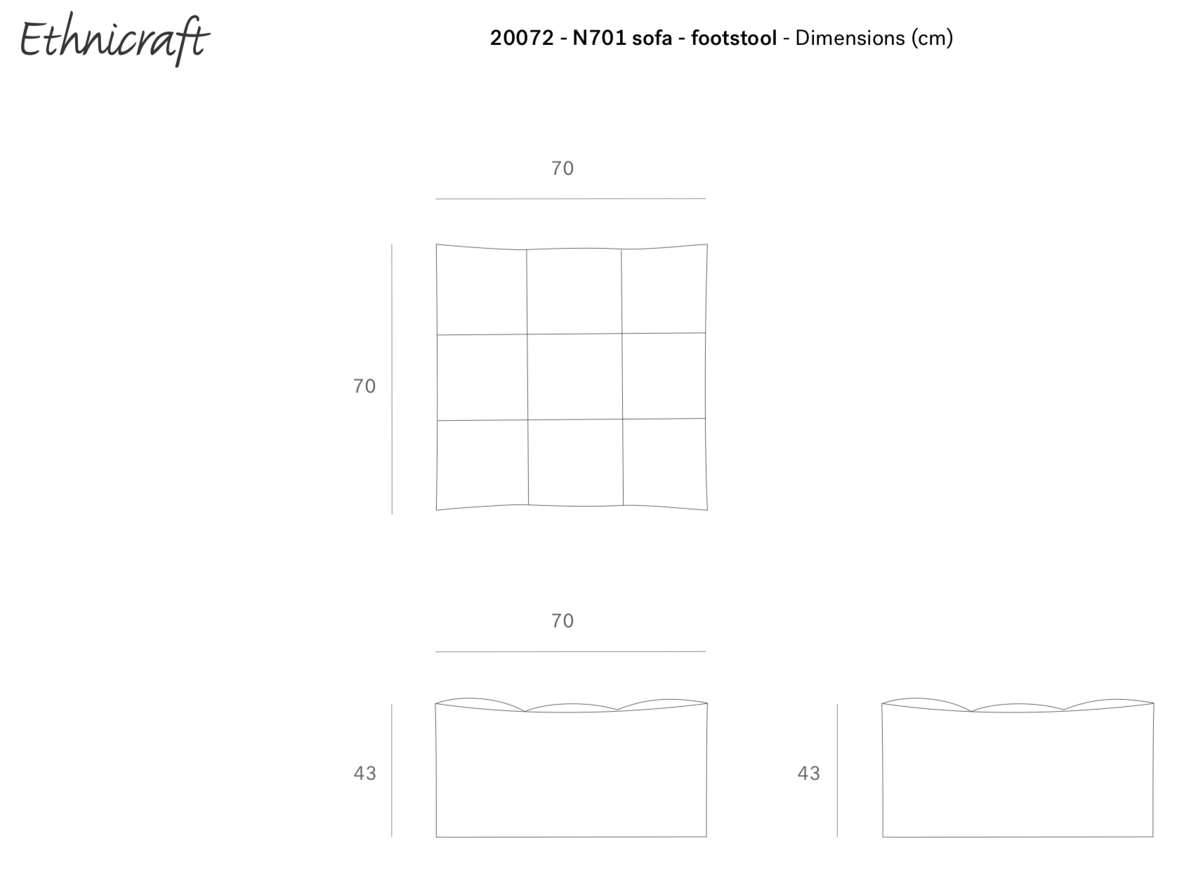 Ethnicraft Poef/Voetenbank N701