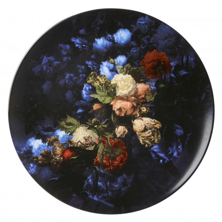 Heinen Delfts Blauw Wandbord Stilleven met Bloemen