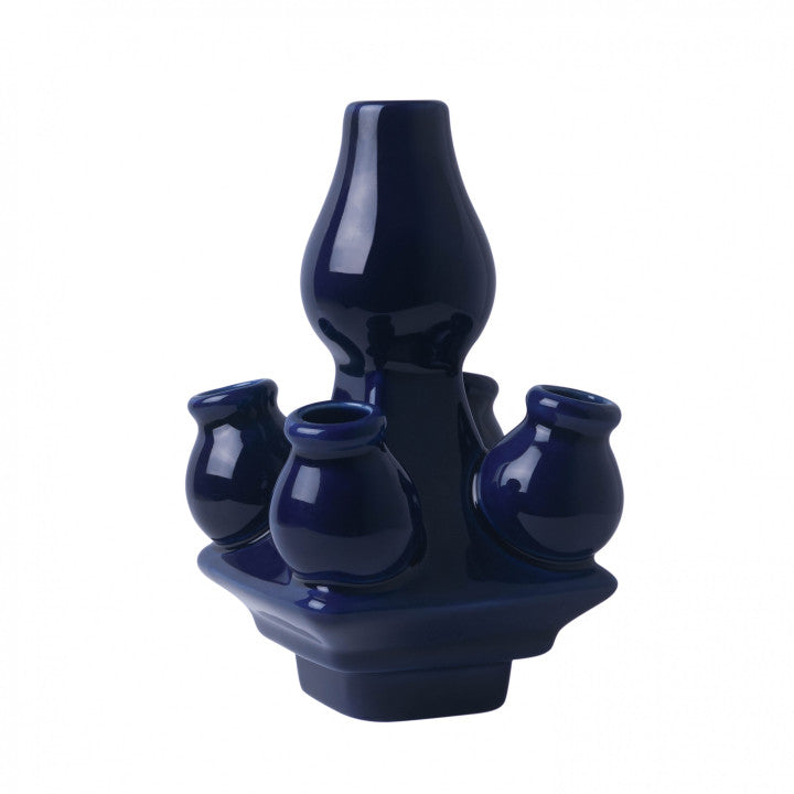 Heinen Delfts Blauw tulpenvaas stapelgekte donkerblauw top.