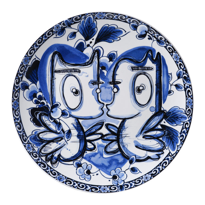 Heinen Delfts Blauw x Loes van Delft wandbord Formidable Delfts Blue.