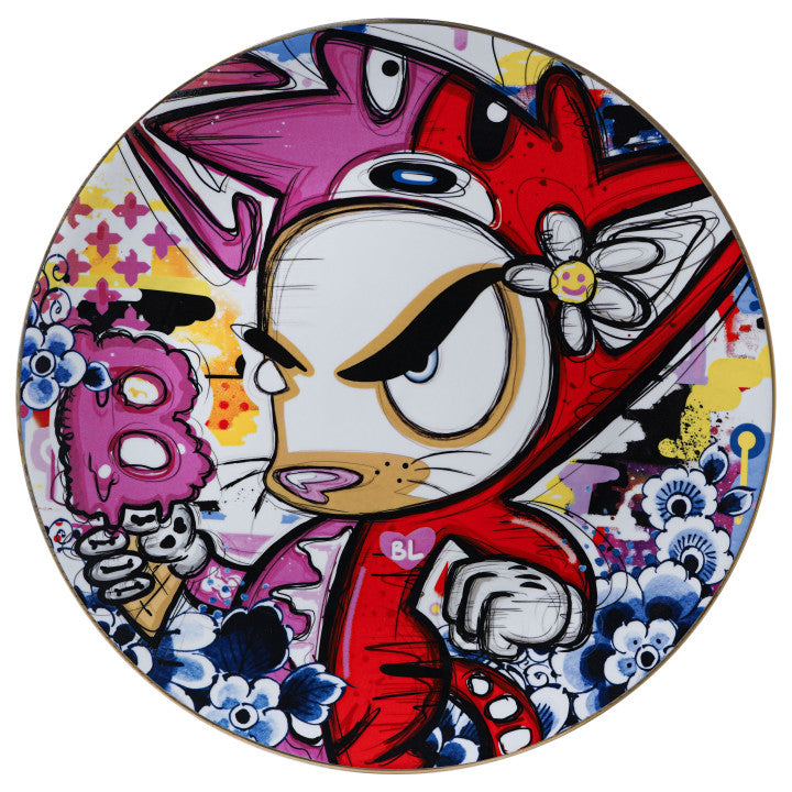 Heinen Delfts Blauw x Loes van Delft wandbord Pjipje Dream Ice Cream