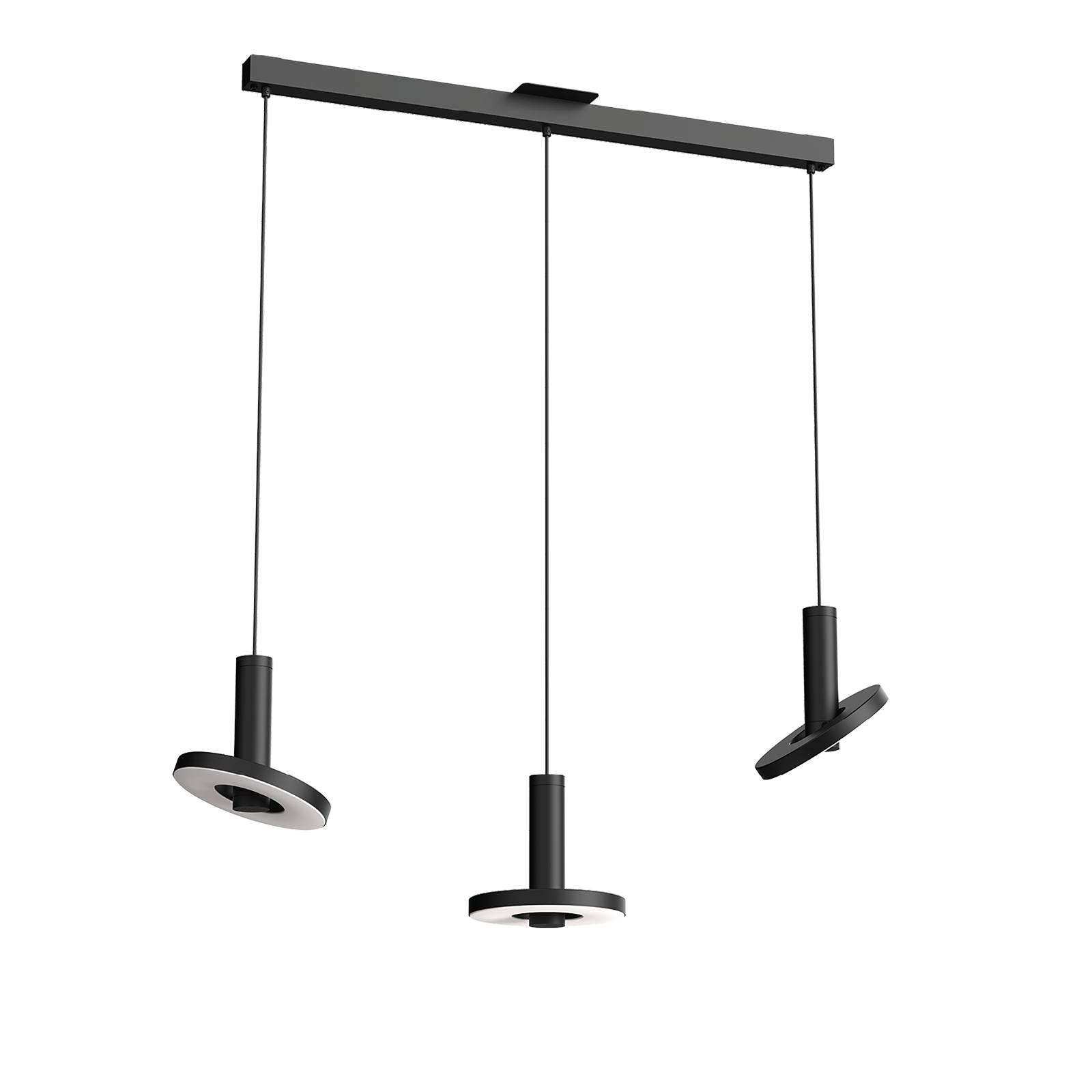 Foto van het verstellen van de Tonone Beads 3 In Line plafondlamp in de kleur smokey black.