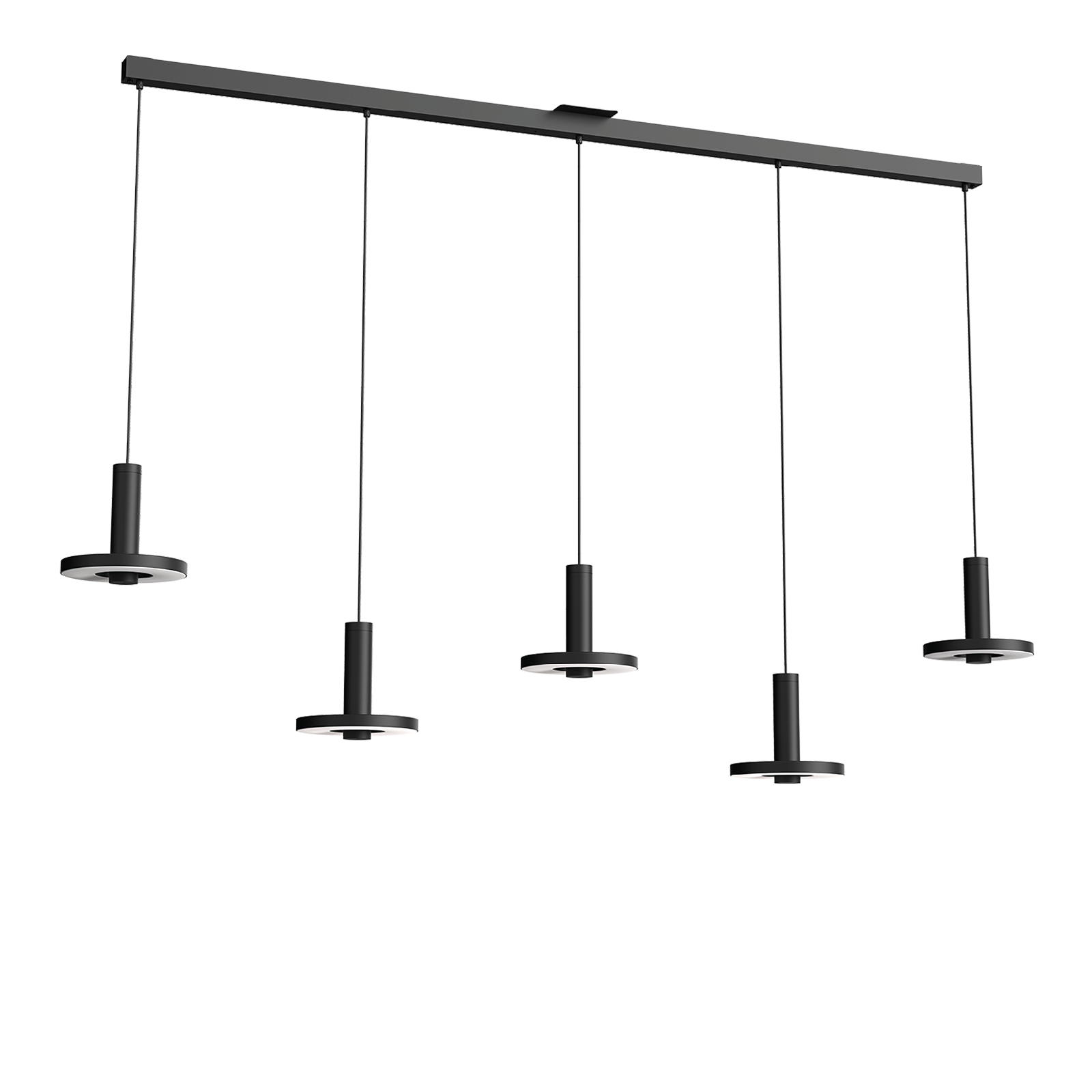 Foto van het verstellen van de Tonone Beads 5 In Line plafondlamp in de kleur smokey black.