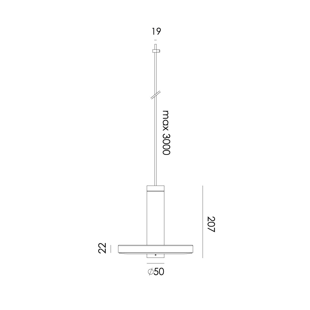 Overzicht van de maatvoering van de Tonone Beads Pendant hanglamp.
