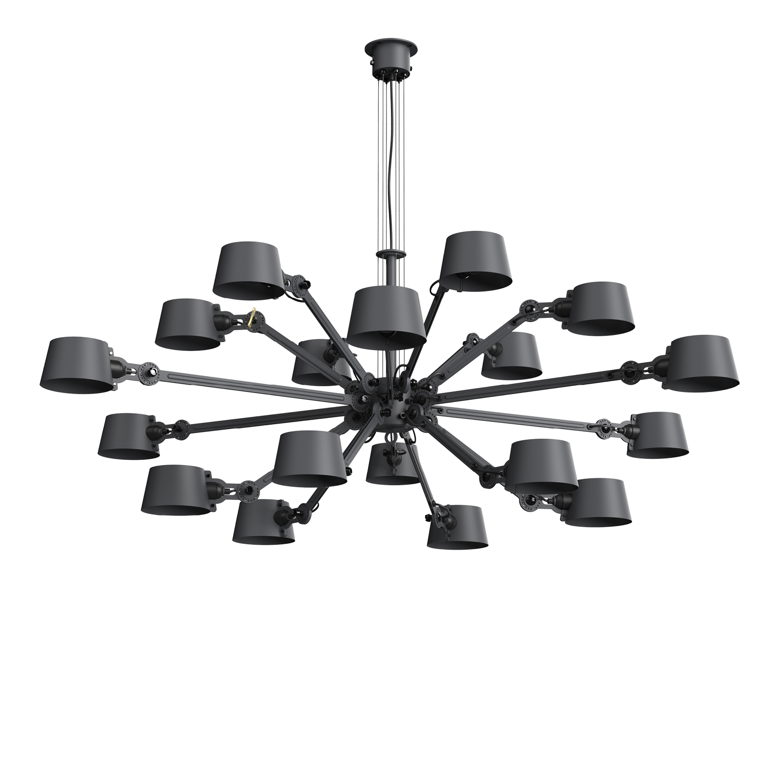 Tonone Bolt Chandelier 18 arm hanglamp in de kleur midnight grey.