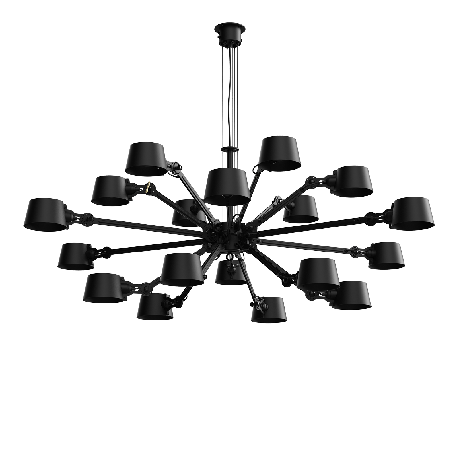 Tonone Bolt Chandelier 18 arm hanglamp in de kleur smokey black.