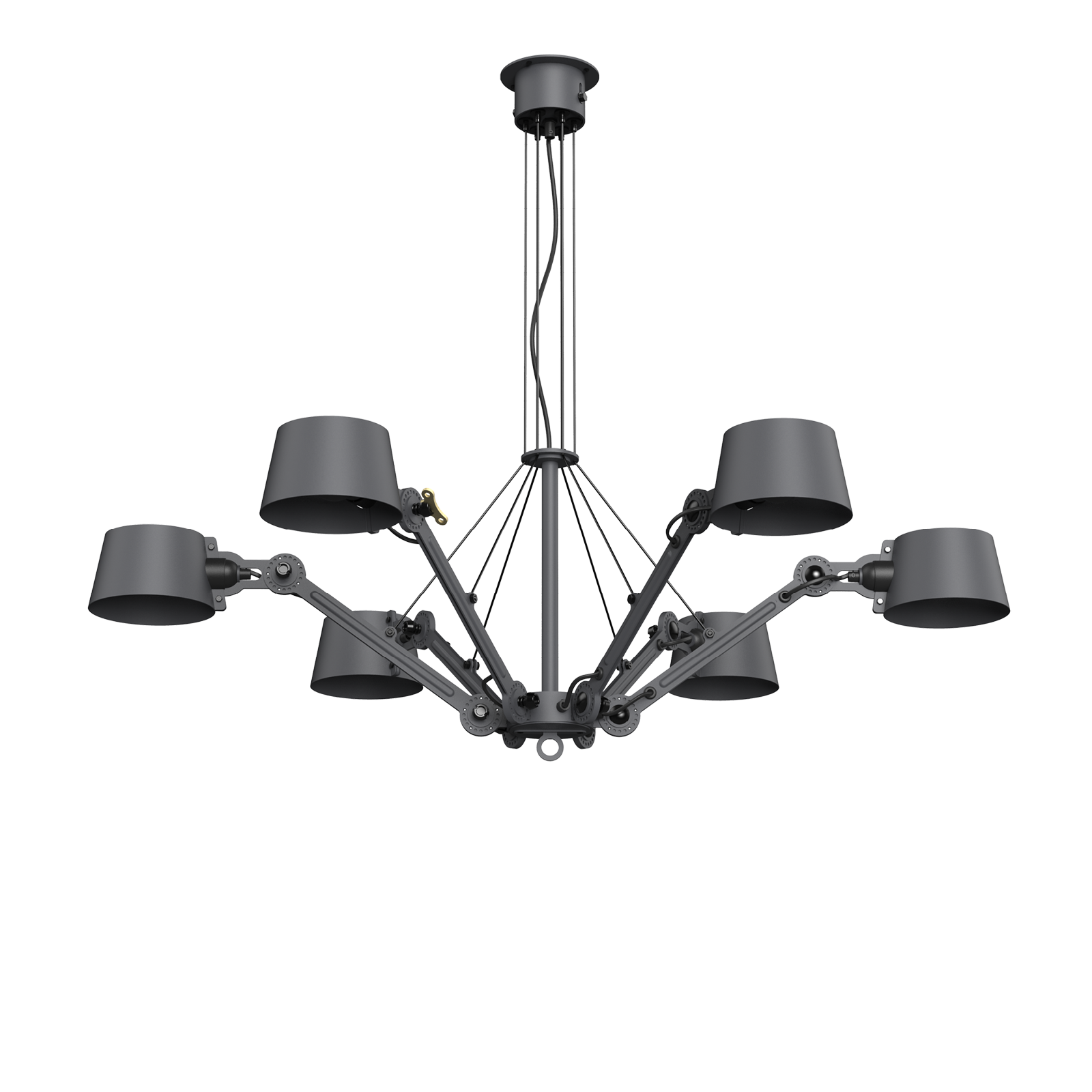Tonone Bolt Chandelier 6 arm hanglamp in de kleur midnight grey.