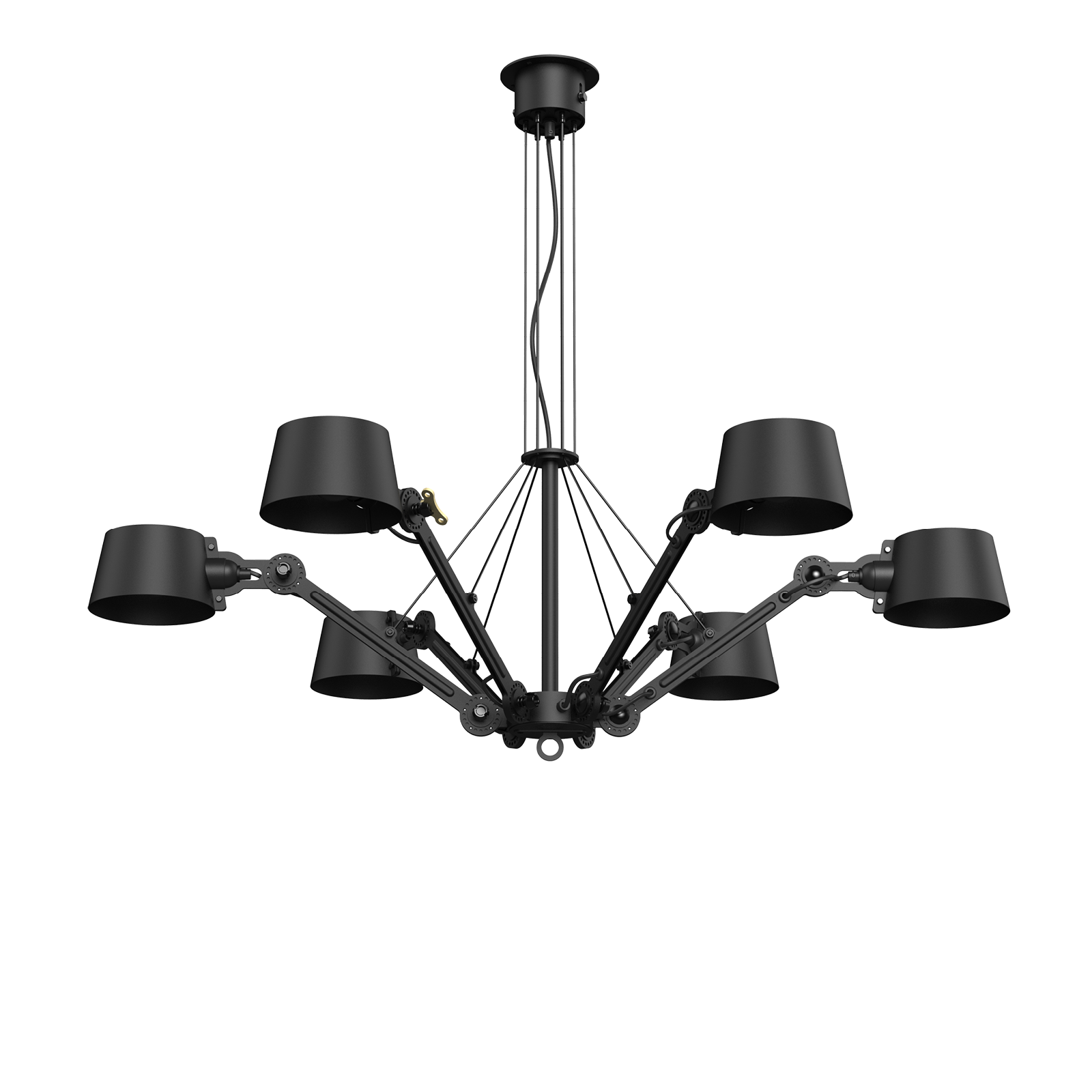 Tonone Bolt Chandelier 6 arm hanglamp in de kleur smokey black.