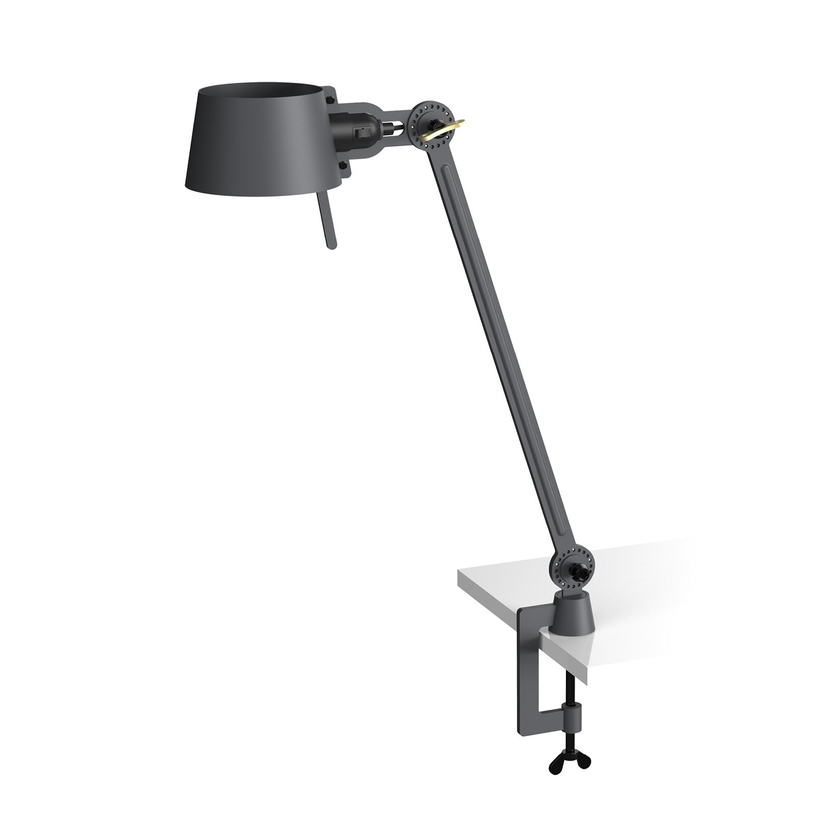 Tonone Bolt Desk 1 arm clamp bureaulamp in de kleur midnight grey.