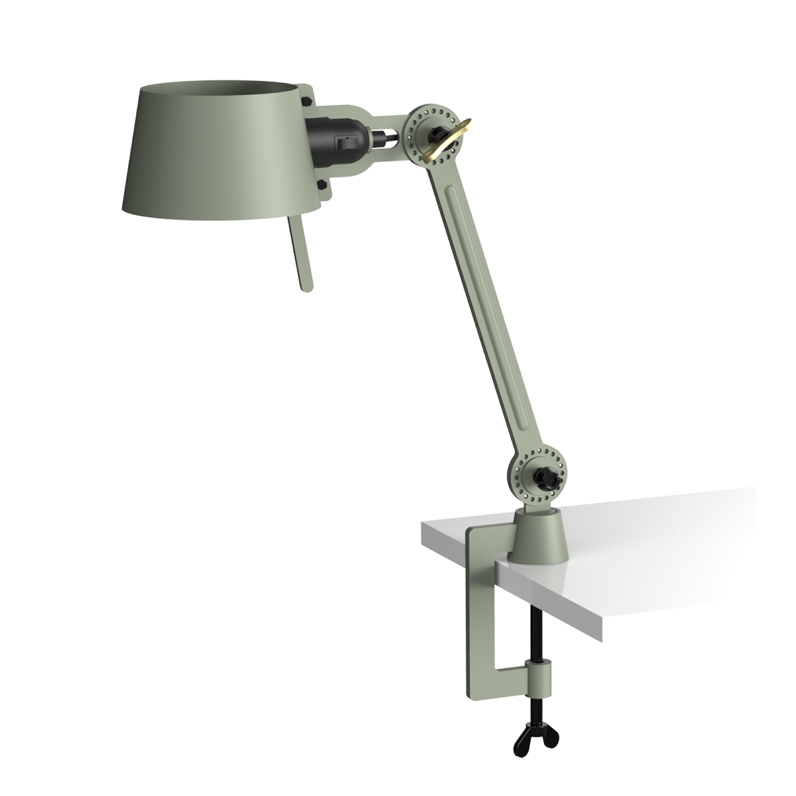 Tonone Bolt Desk 1 arm clamp small bureaulamp in de kleur flux green.