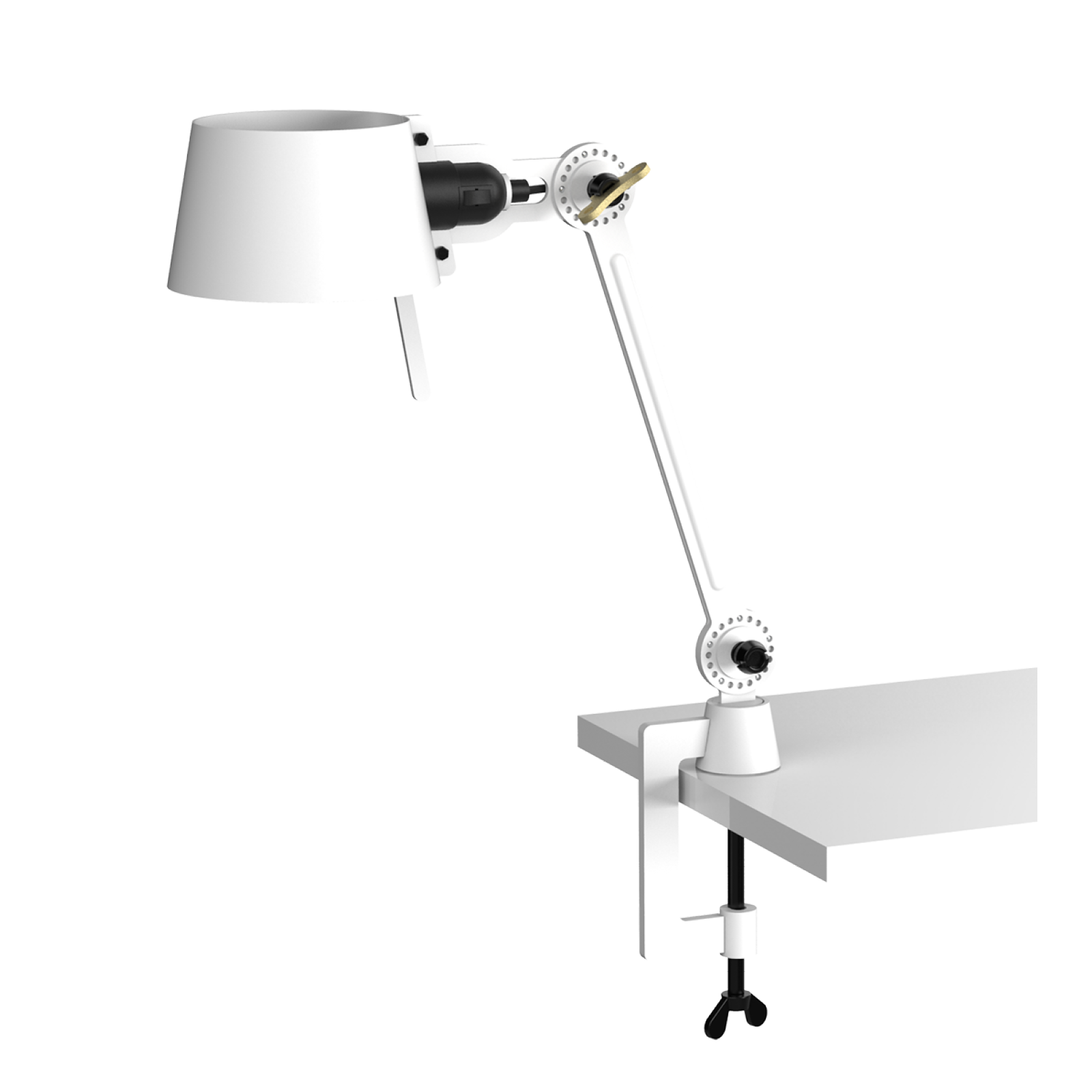 Tonone Bolt Desk 1 arm clamp small bureaulamp in de kleur pure white.