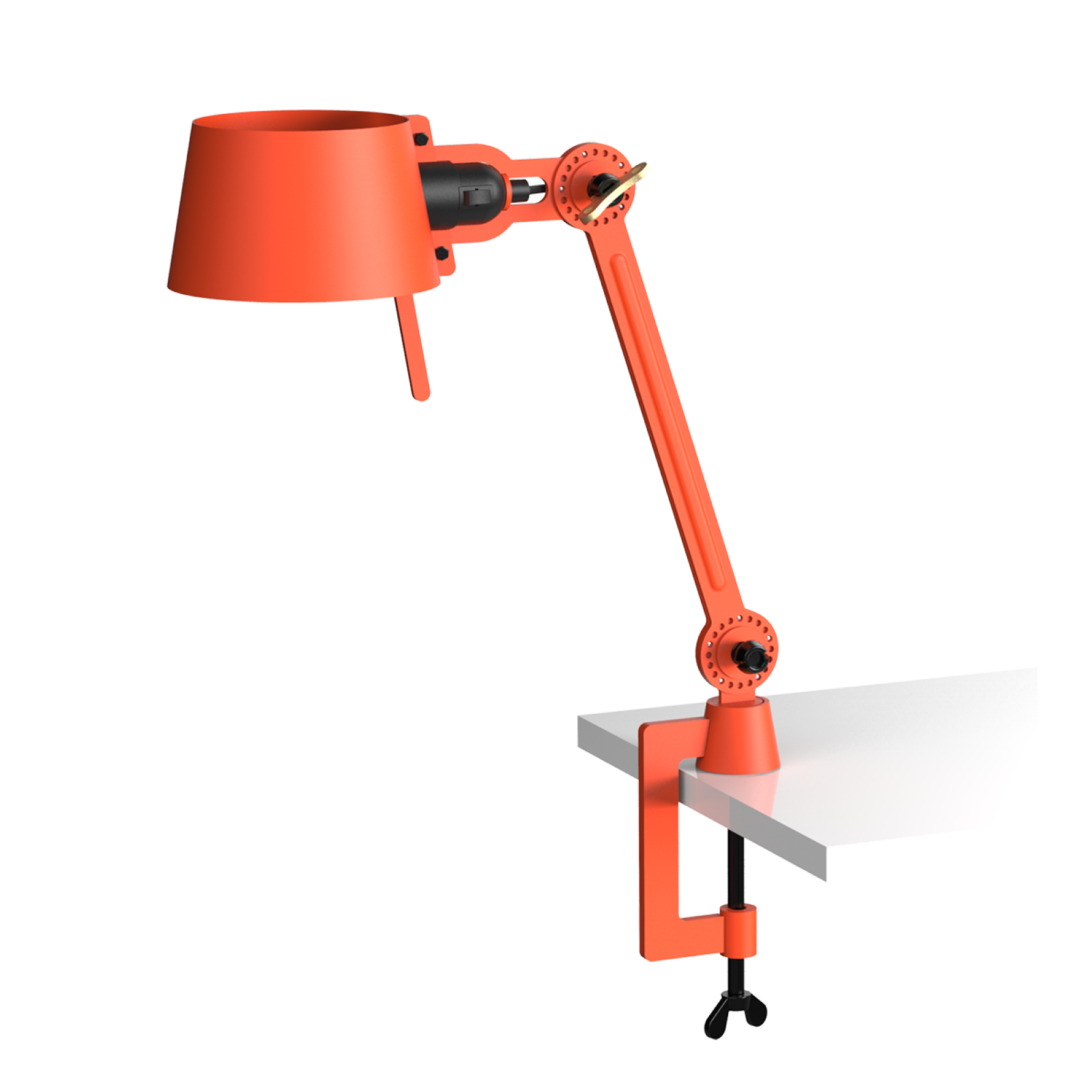 Tonone Bolt Desk 1 arm clamp small bureaulamp in de kleur striking orange.