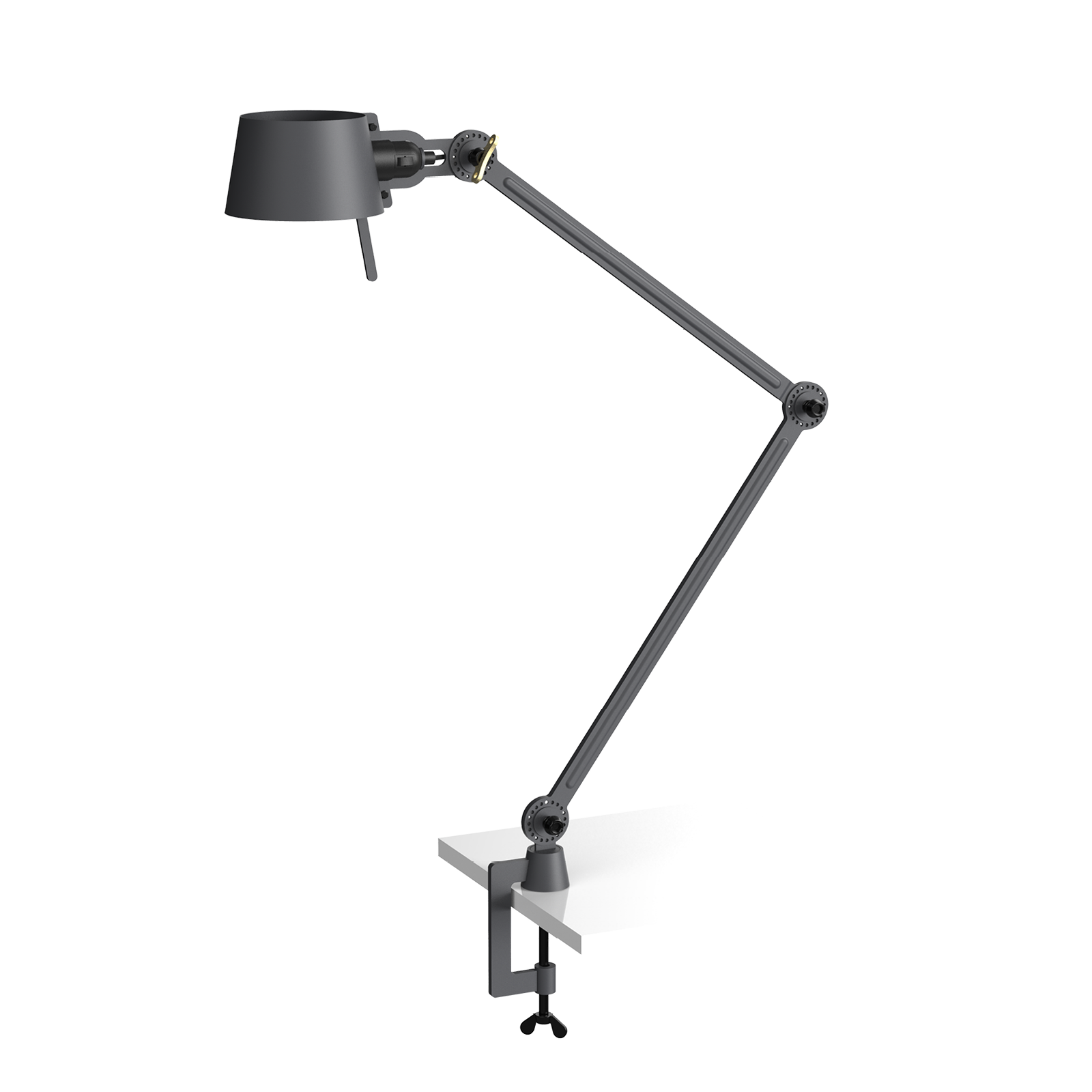 Tonone Bolt Desk 2 arm clamp bureaulamp in de kleur midnight grey.