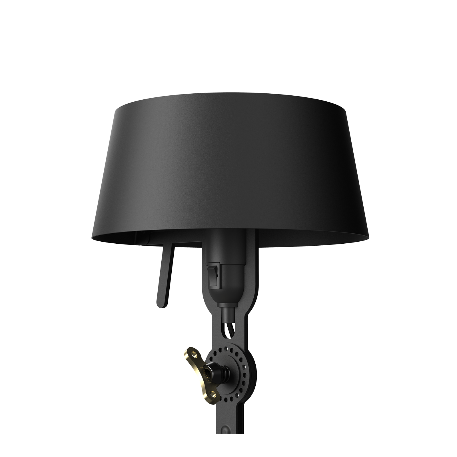 Close-up van de kap van de Tonone Bolt Table Standard tafellamp in de kleur smokey black.