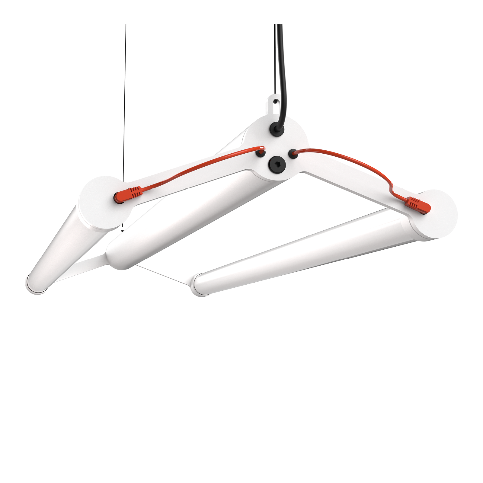 Close-up van de Tonone Mr. Tubes LED Double hanglamp in de kleur pure white.