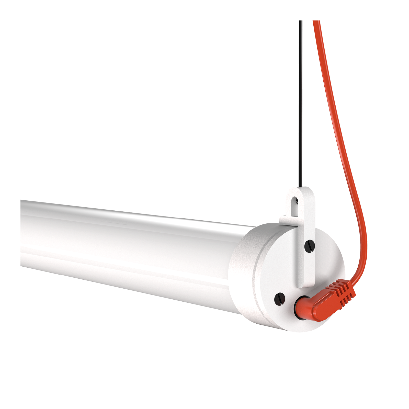 Close-up van de aansluiting van de Tonone Mr. Tubes LED Pendant Horizontal hanglamp met losse driver in de kleur pure white.