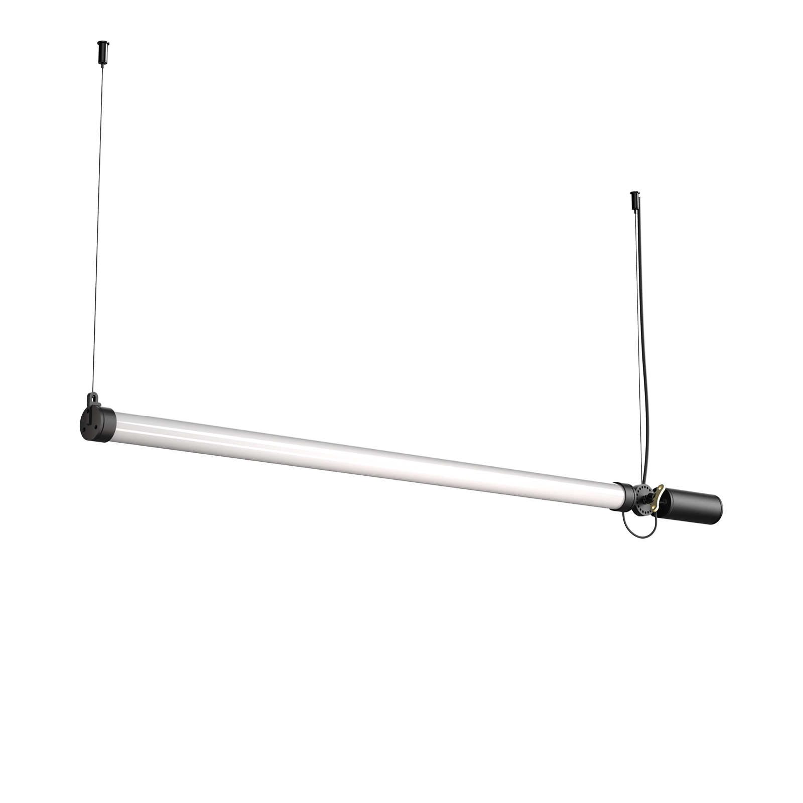 Tonone Mr. Tubes LED Pendant Horizontal hanglamp met driver op constructie in de kleur smokey black.