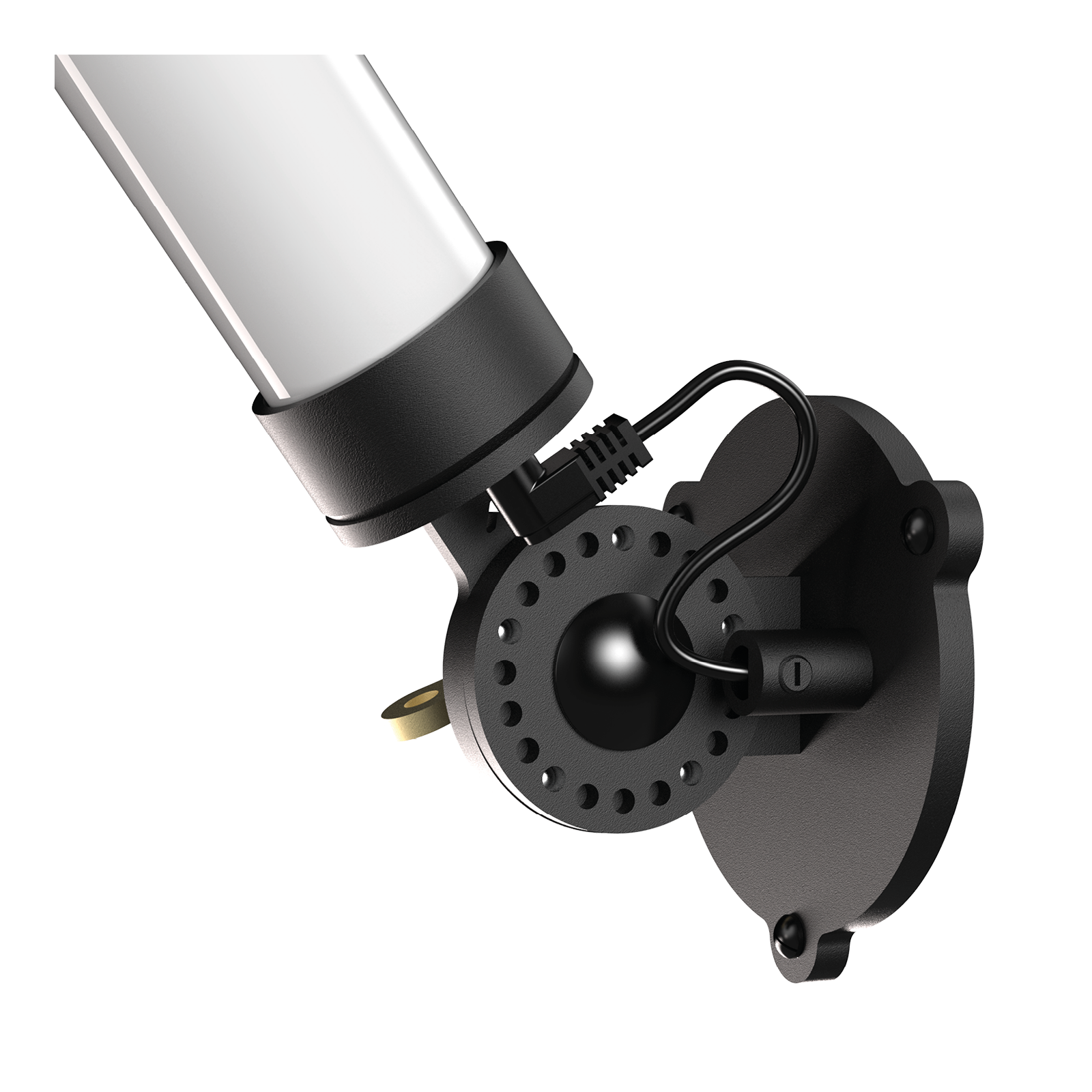 Close-up van de Tonone Mr. Tubes LED Wall wandlamp - losse driver in de kleur smokey black.