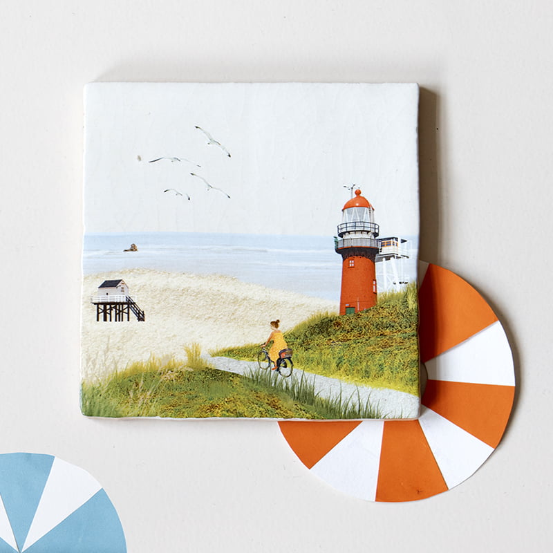 StoryTiles Fietsend op Vlieland tegeltje