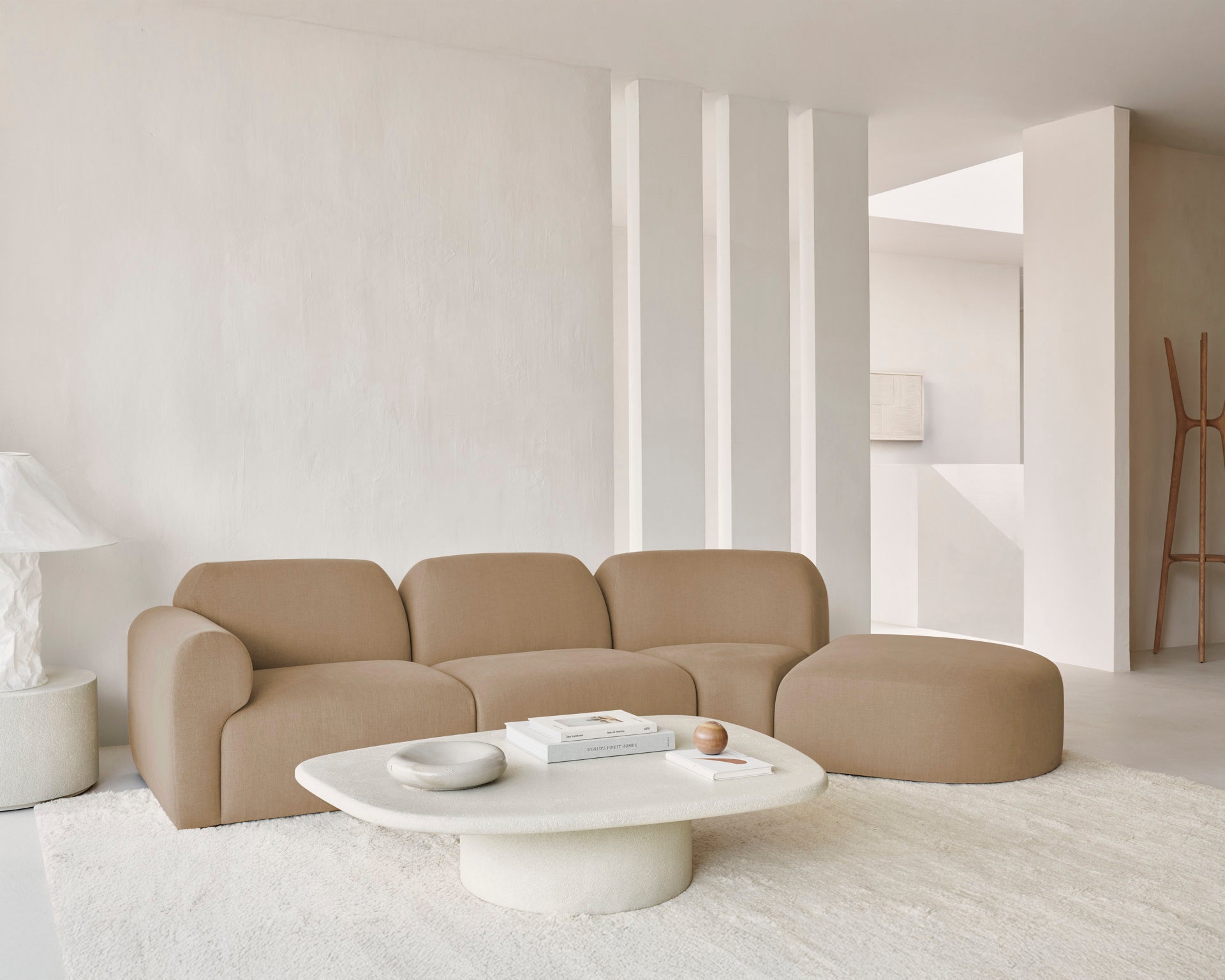 Ethnicraft Bulky modulaire sofa halfronde voetbank - Kavel 84